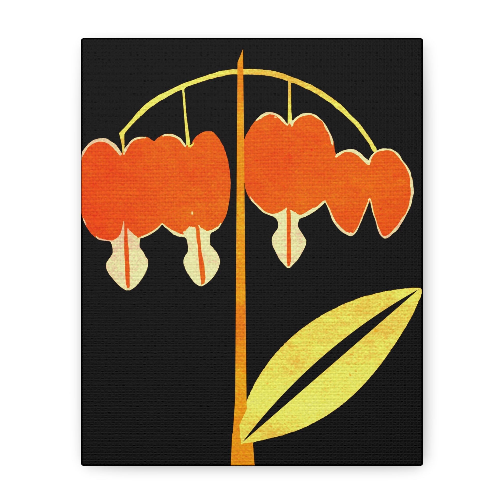 Midwest Modern Abstract Bleeding Heart Plant Print - Matte Canvas, Stretched, 1.25"