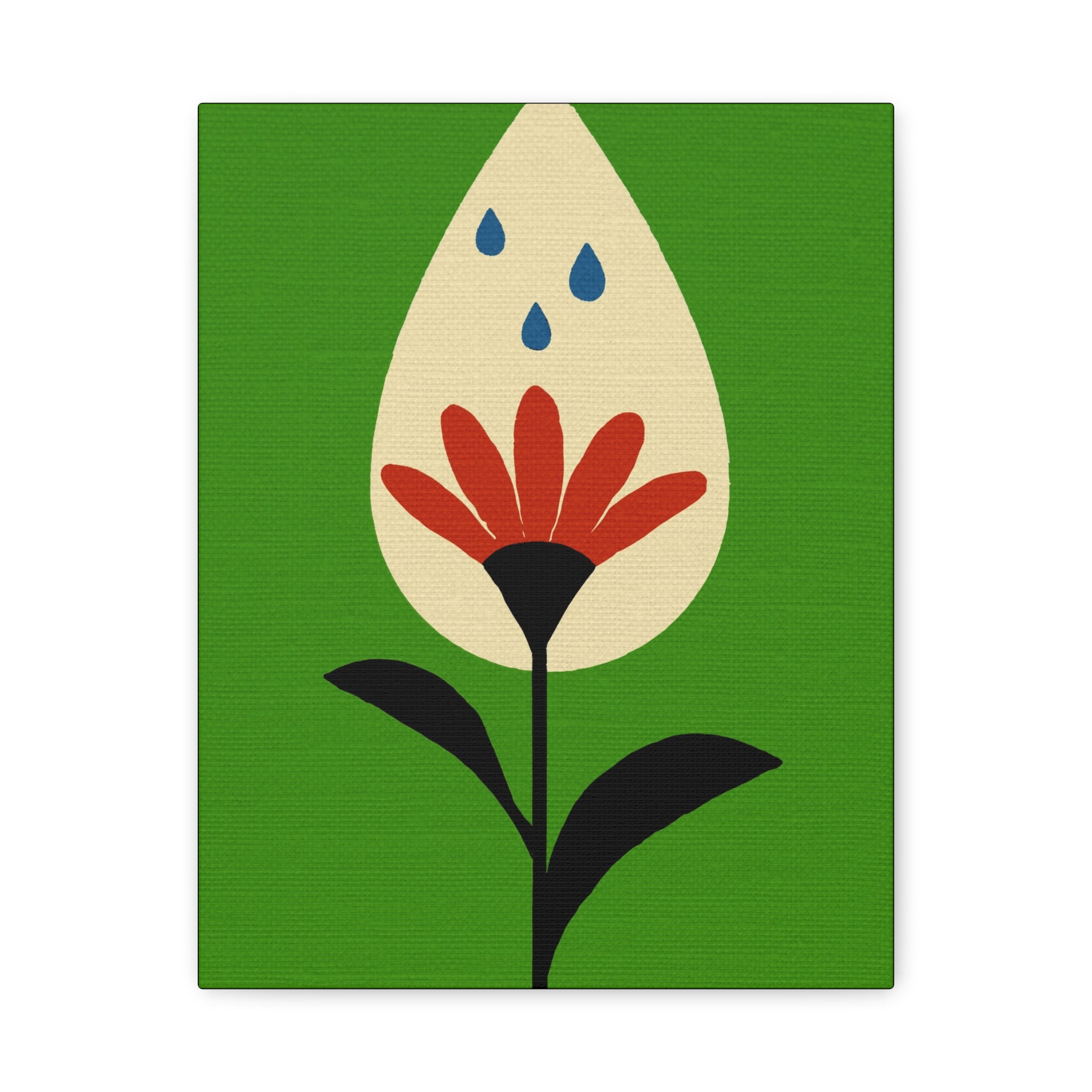 Midwest Modern FlowerDrop #2 Print - Matte Canvas, Stretched, 1.25" -  home decor, wall art, nature, floral, rain, seedling