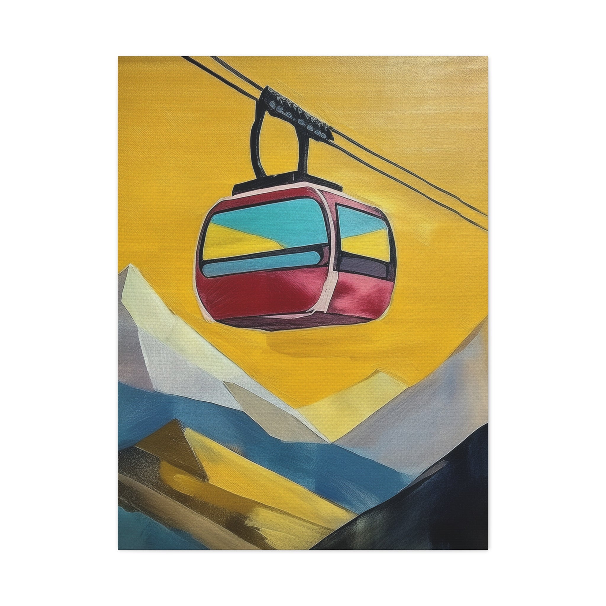 Midwest Modern Mountain Tram Ski Lift - Matte Canvas, Stretched, 1.25" -  home decor, wall art, nature, winter, cabin, sports
