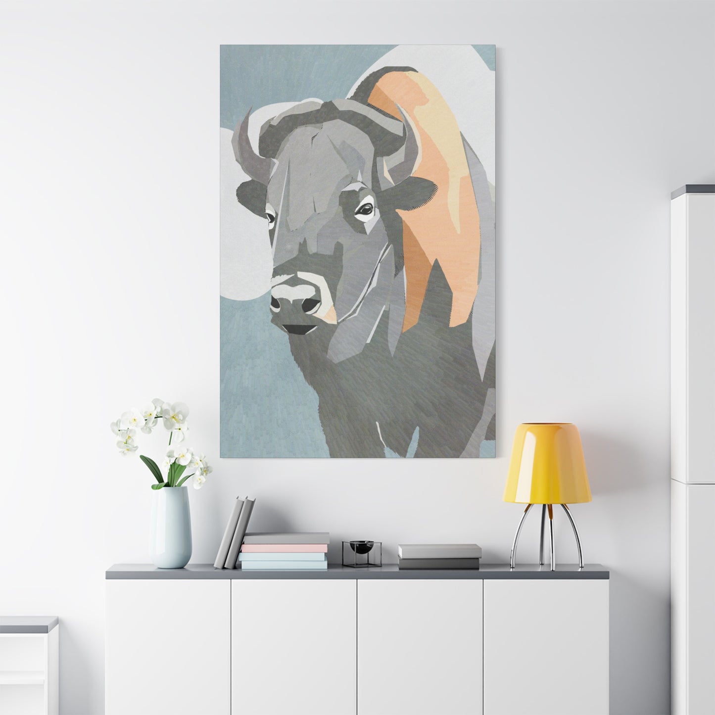 Bison Love - Modern Abstract Bison Buffalo Portrait - Matte Canvas, Stretched, 1.25"