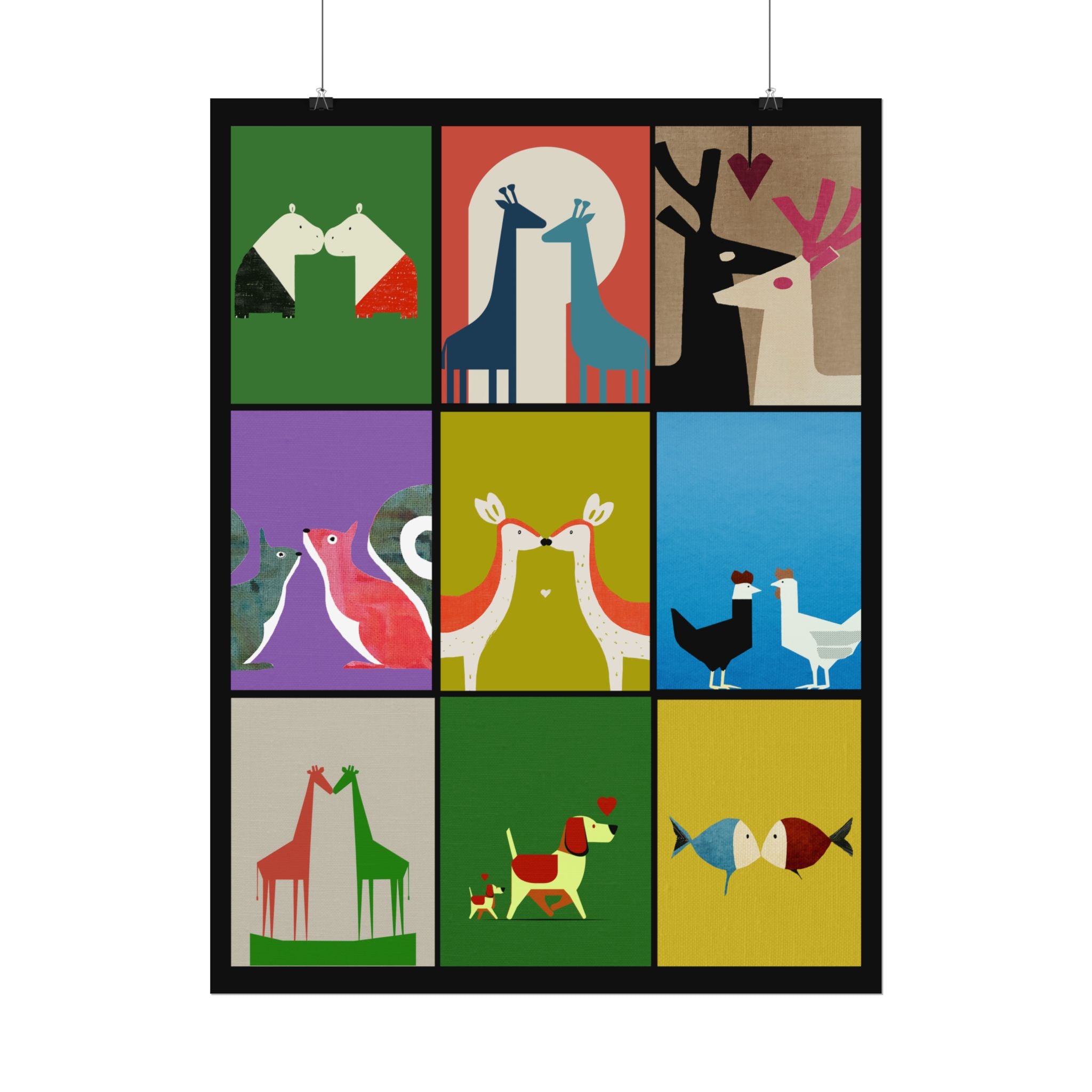 Midwest Modern Animal Love, Rolled Poster -  animals, nature, love, valentines, colorful, mod