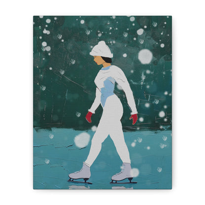 Abstract Winter Ice Skater - Matte Canvas, Stretched, 1.25"