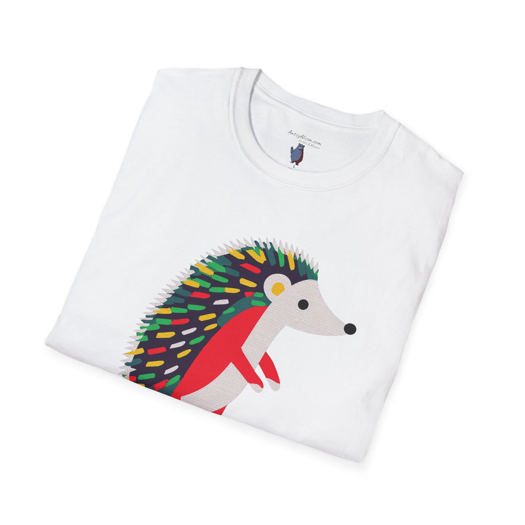 Midwest Modern Pop Icon Cutest Little Hedgehog - 100% Cotton Graphic Tee - animal lovers, cute, hedgehog, red