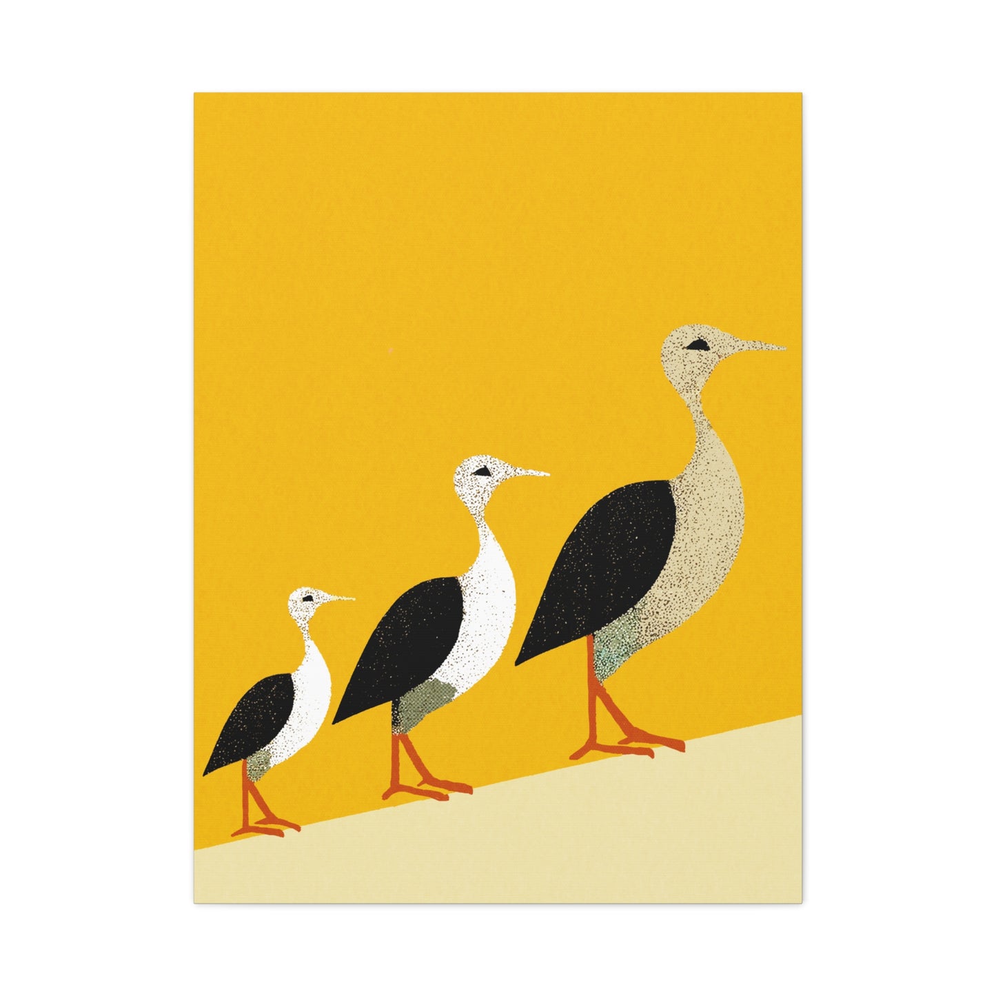 Three Birds in A Row Modern Graphic Art Print - Matte Canvas, Stretched, 1.25"