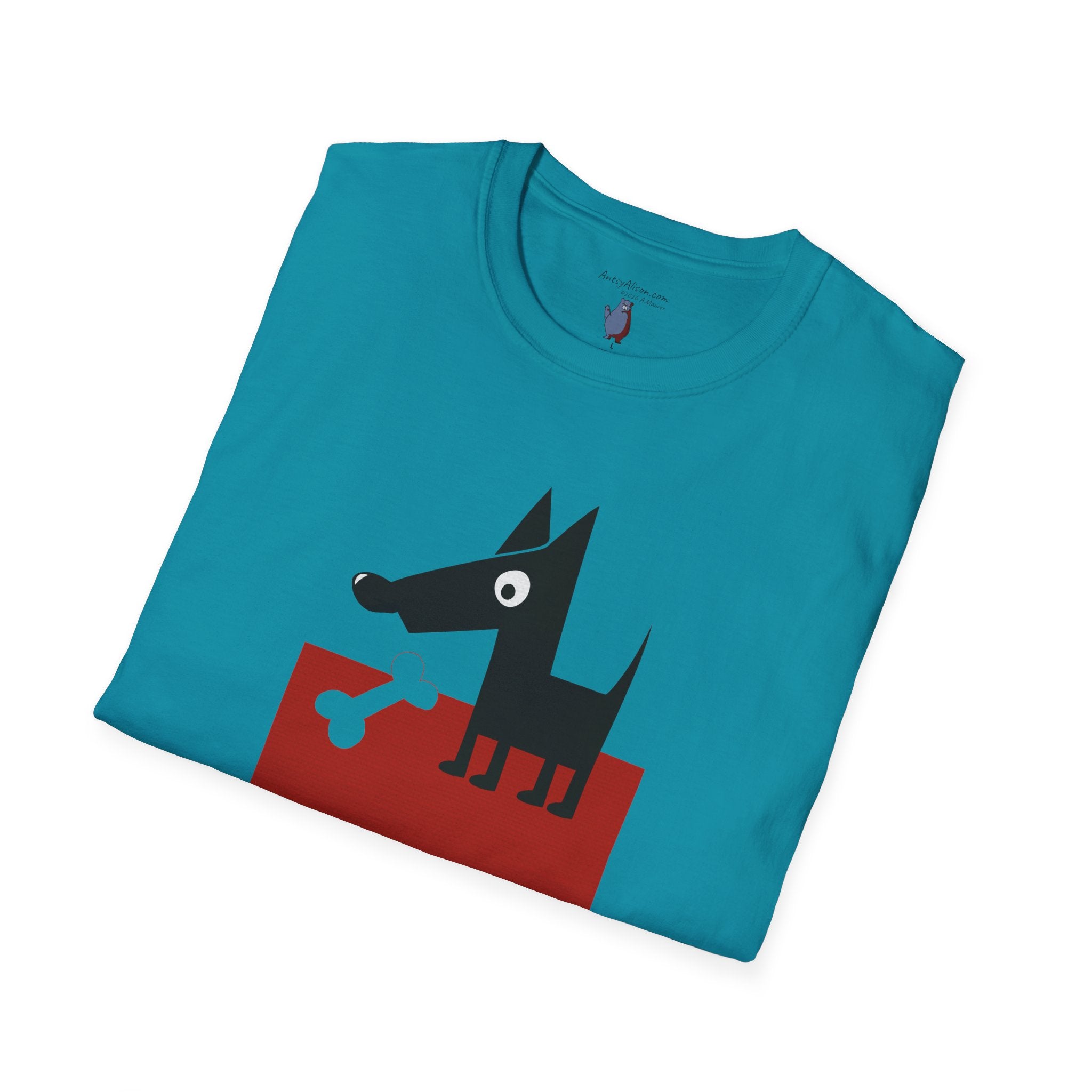 Midwest Modern Pop Icon Dog & Bone 100% Cotton Graphic Tee - animal lovers, dog, canine, bones