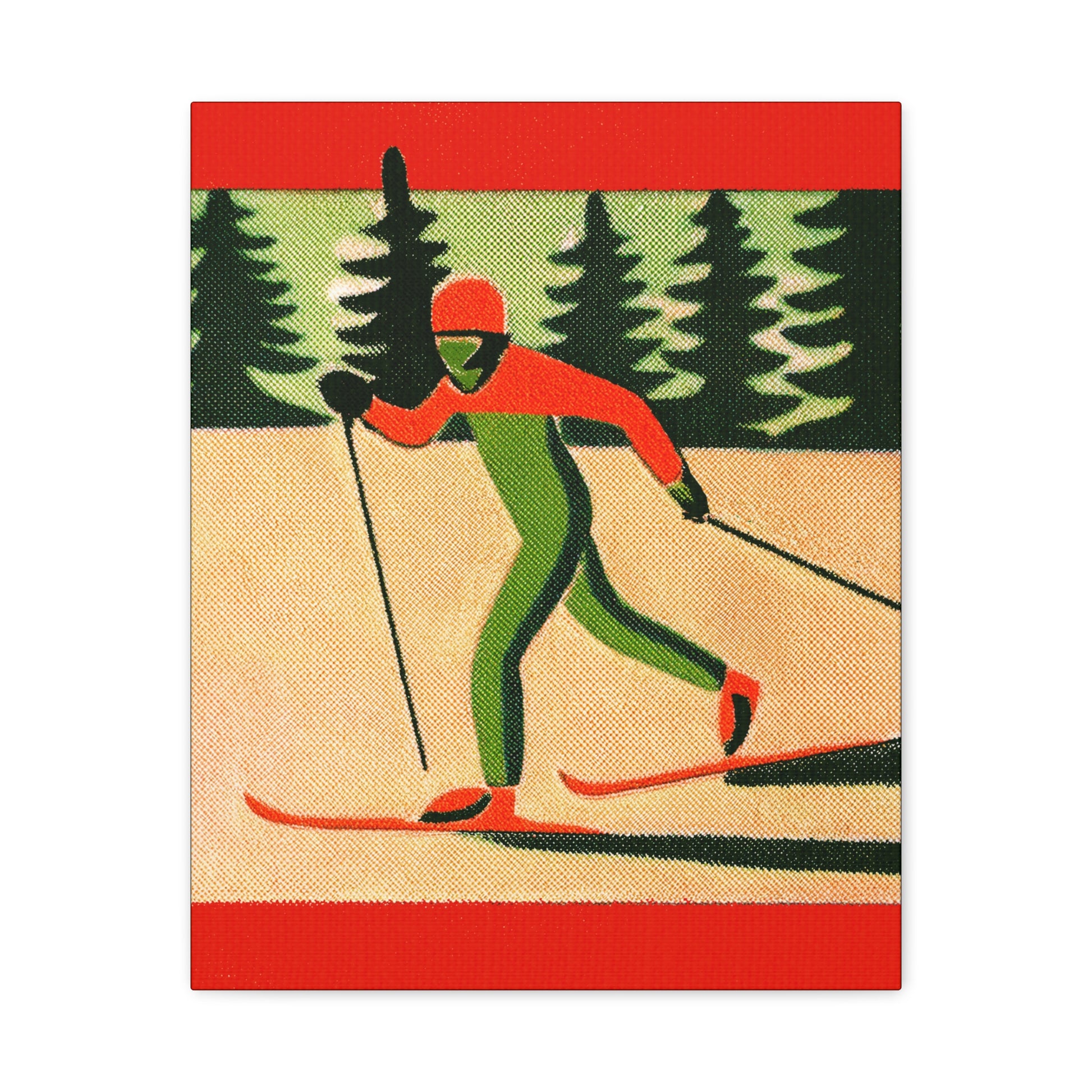 Midwest Mod Seasonal Winter Art Print Cross Country Skier - Matte Canvas, Stretched, 1.25"