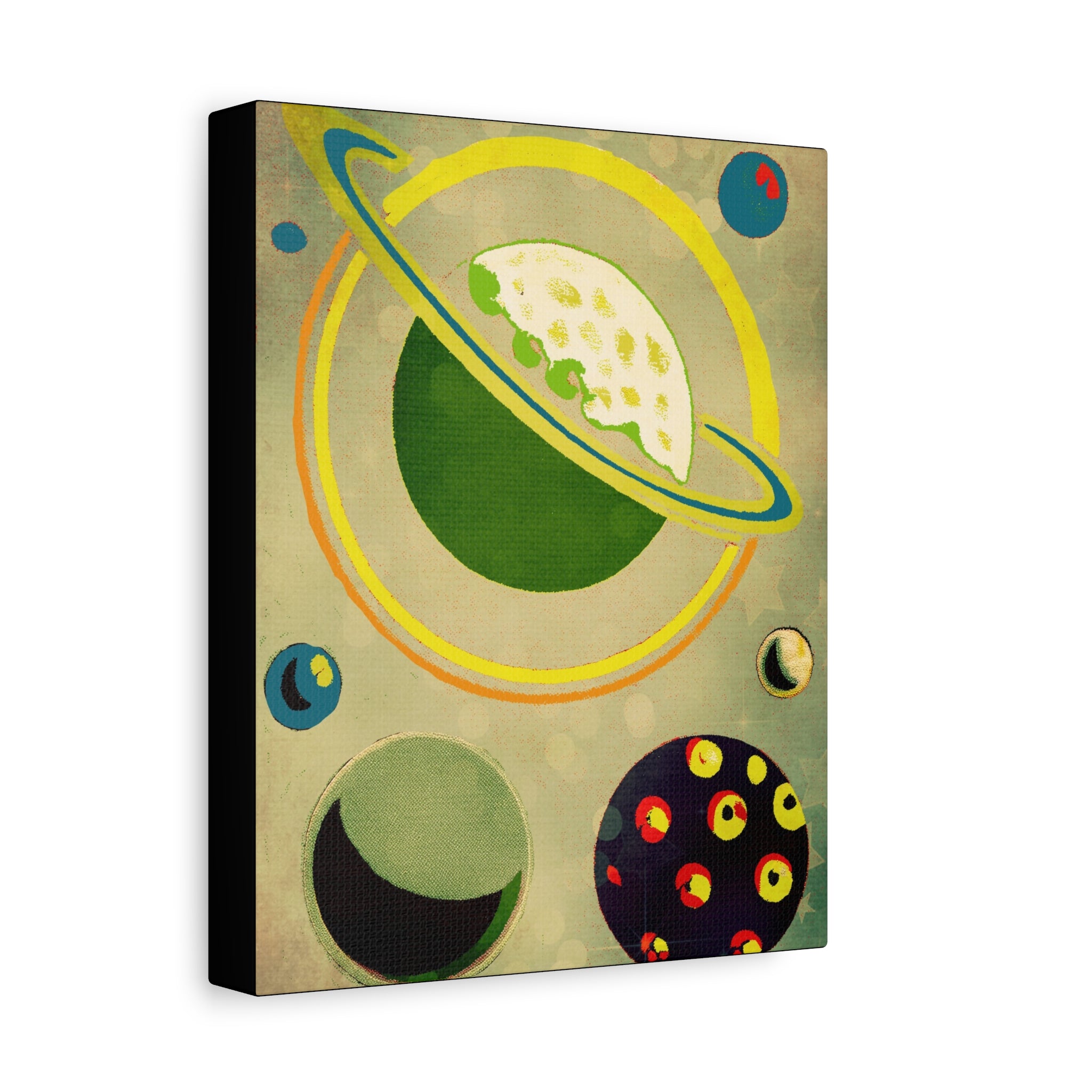 Midwest Modern Retro Colorful Planets  Art Print - Matte Canvas, Stretched, 1.25" -  home decor, wall art, space, astrology, planet