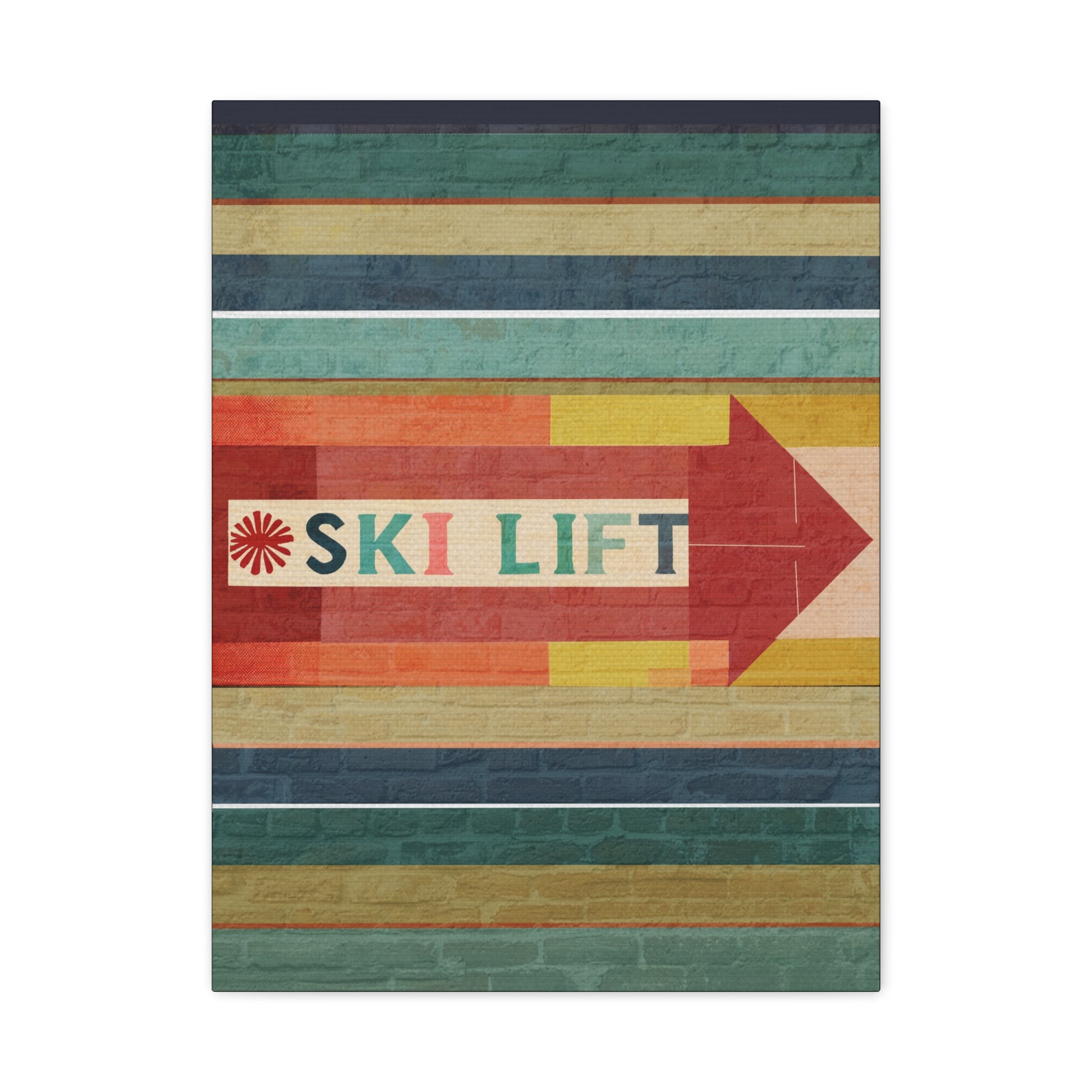 Midwest Mod Seasonal Winter Art Print Ski Lift Sign - Matte Canvas, Stretched, 1.25"