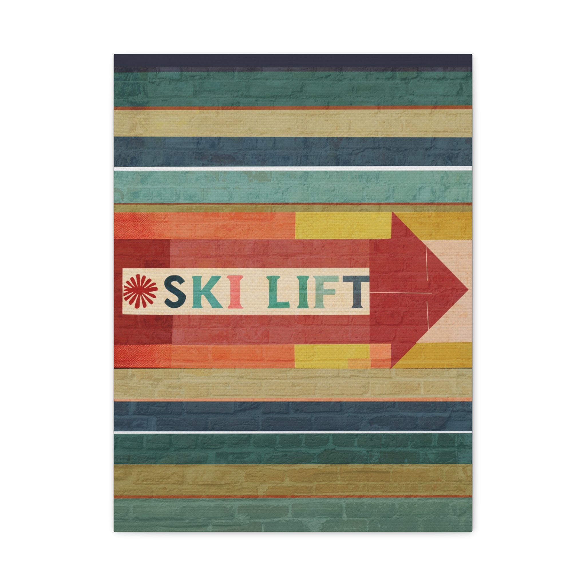 Midwest Mod Seasonal Winter Art Print Ski Lift Sign - Matte Canvas, Stretched, 1.25"