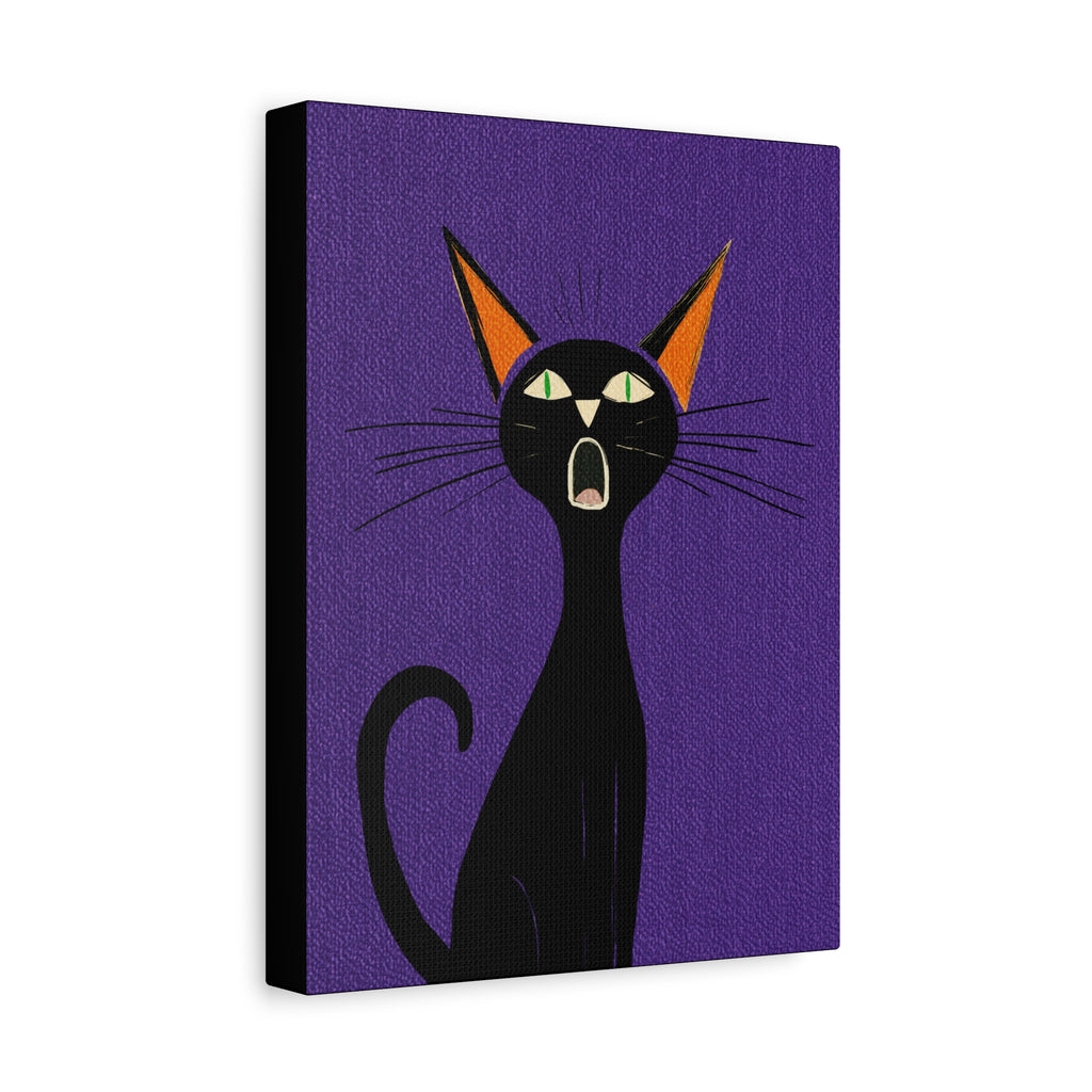 Halloween Seasonal Midwest Mod Scaredy Cat Pop Art Print  - Matte Canvas, Stretched, 1.25"