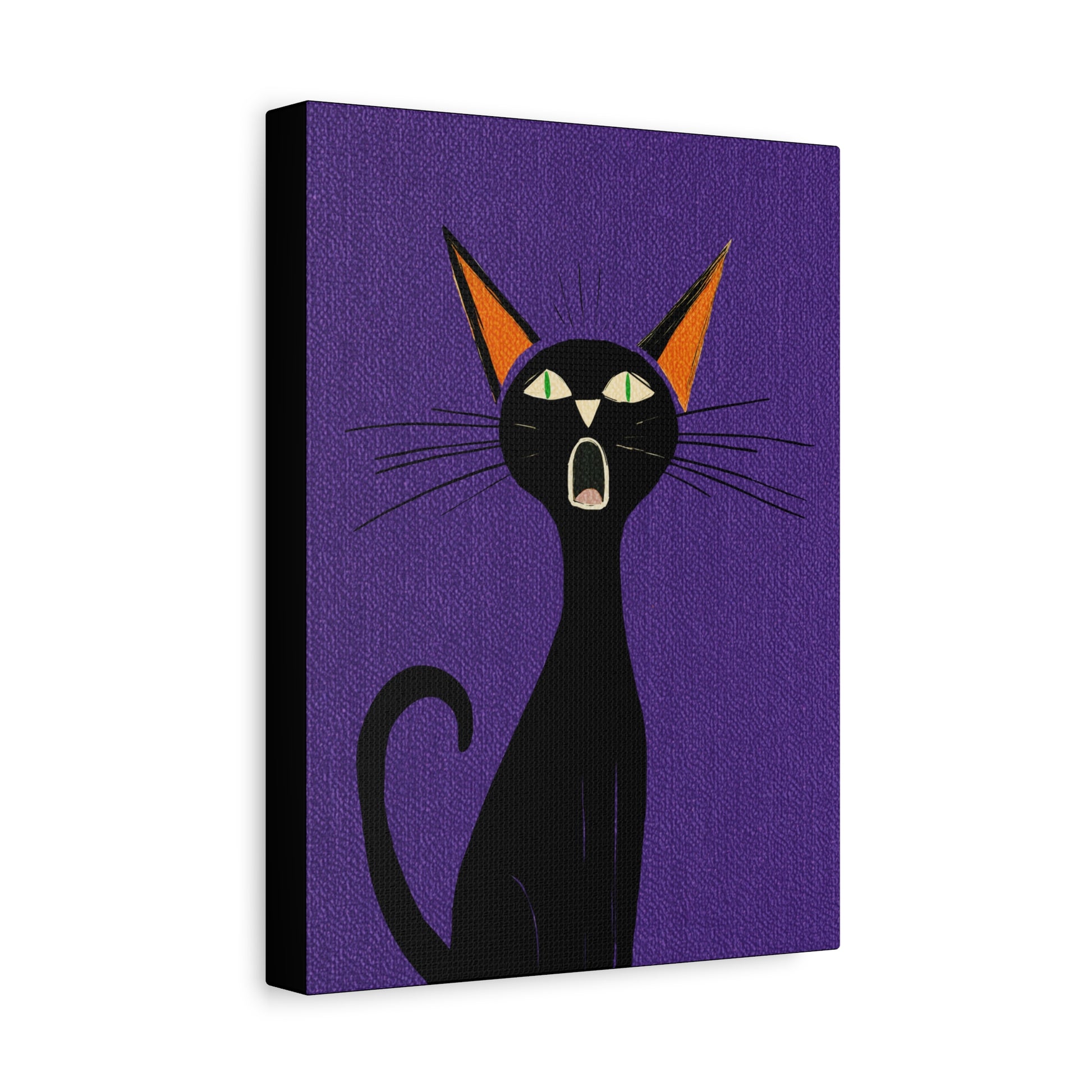 Halloween Seasonal Midwest Mod Scaredy Cat Pop Art Print  - Matte Canvas, Stretched, 1.25"