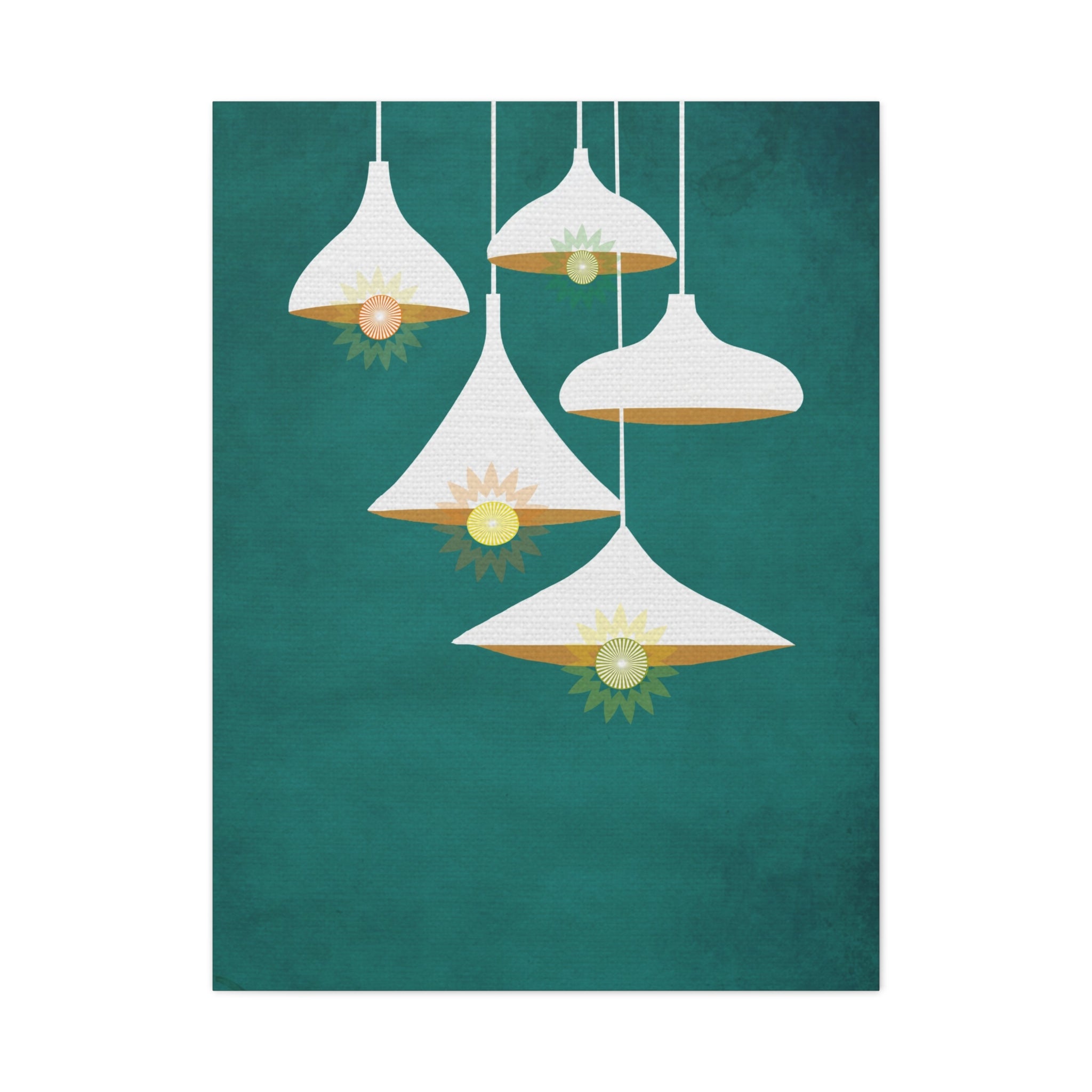 Midwest Modern Abstract Danish Modern Hanging Lights Art - Matte Canvas, Stretched, 1.25" -  home decor, wall art, mid-century, mod, mcm, danish modern