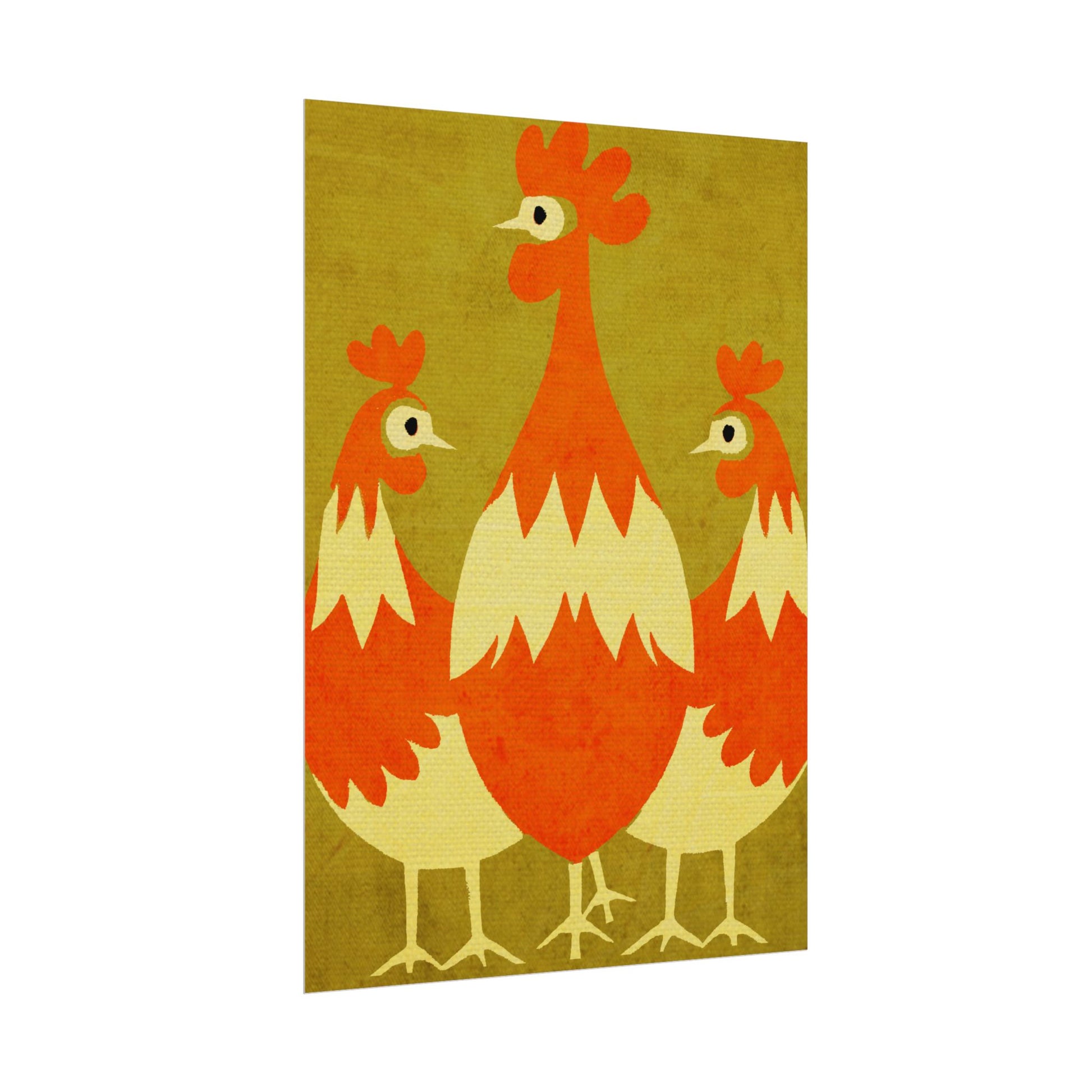 Midwest Modern Pop Art Chicken Trio Print Rolled Poster | Farmhouse Wall Art, Rustic Decor, Animal Print, Kitchen Decor, Gift For Chicken Lovers