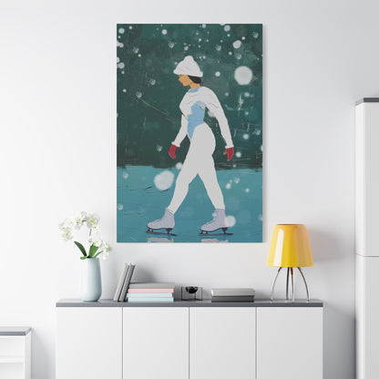 Abstract Winter Ice Skater - Matte Canvas, Stretched, 1.25"