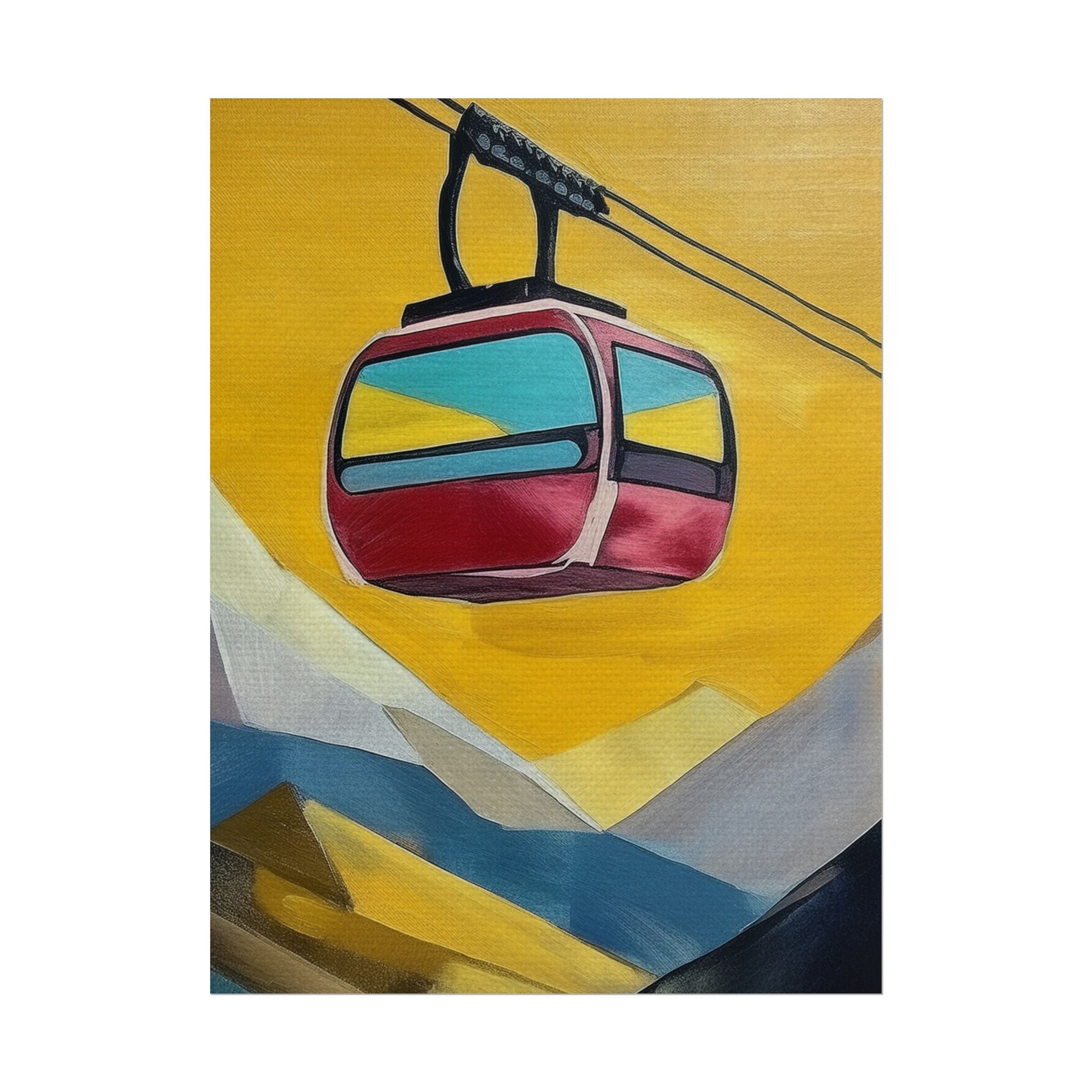 Midwest Modern Mountain Tram Ski Lift, Rolled Poster -  nature lovers, outdoor activities, winter, ski, sport, mountain, tram