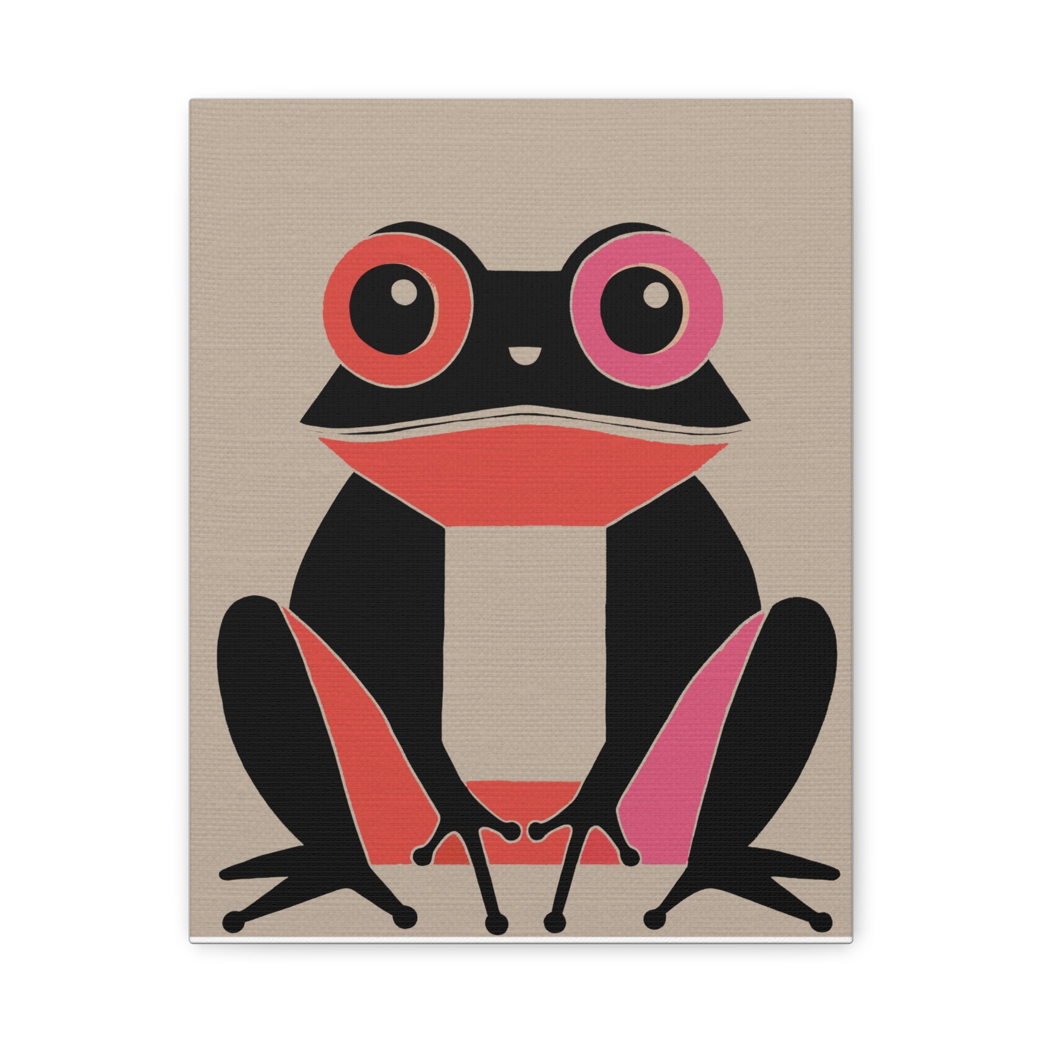 Midwest Modern Retro Pink and Black Frog Art Print - Matte Canvas, Stretched, 1.25"