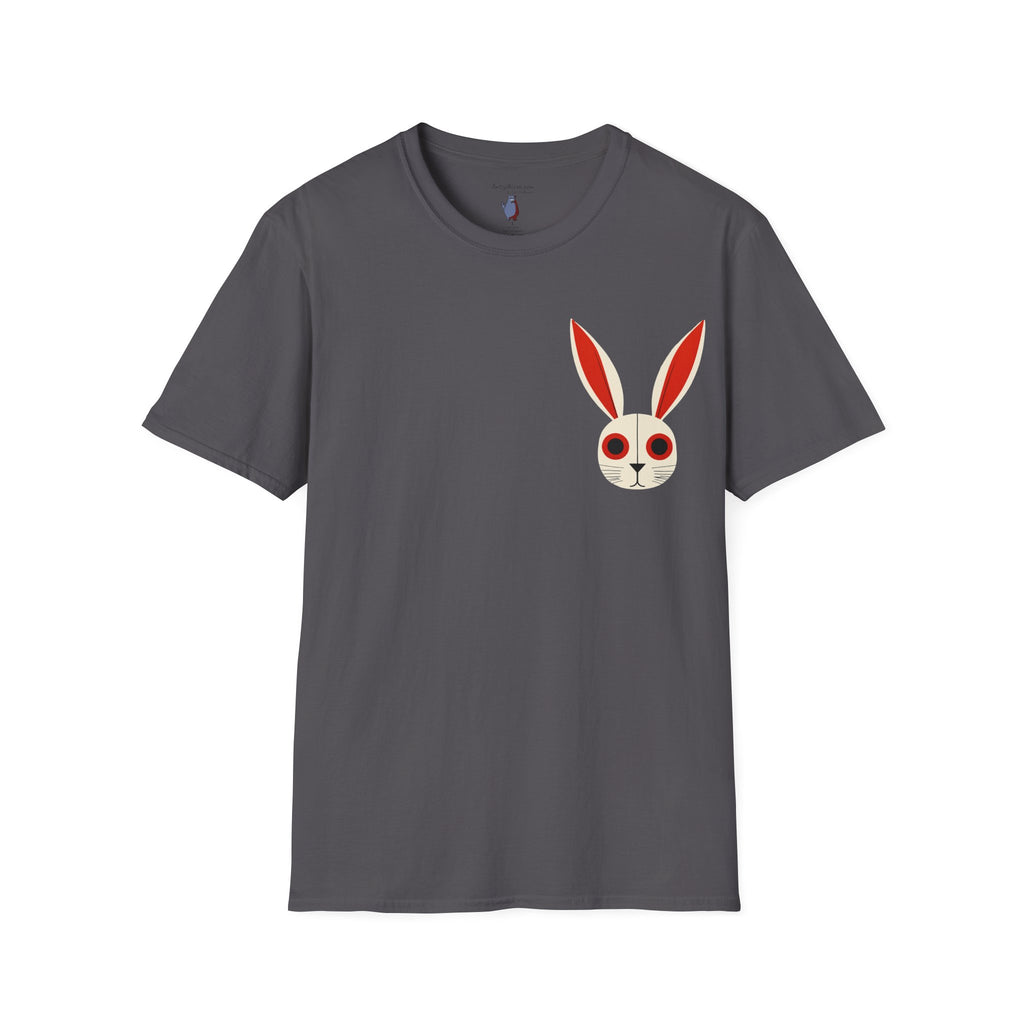 Midwest Modern Pop Iconic Bunny Head  - 100% Cotton Graphic Tee - animal lovers, bunny, rabbit, red, white