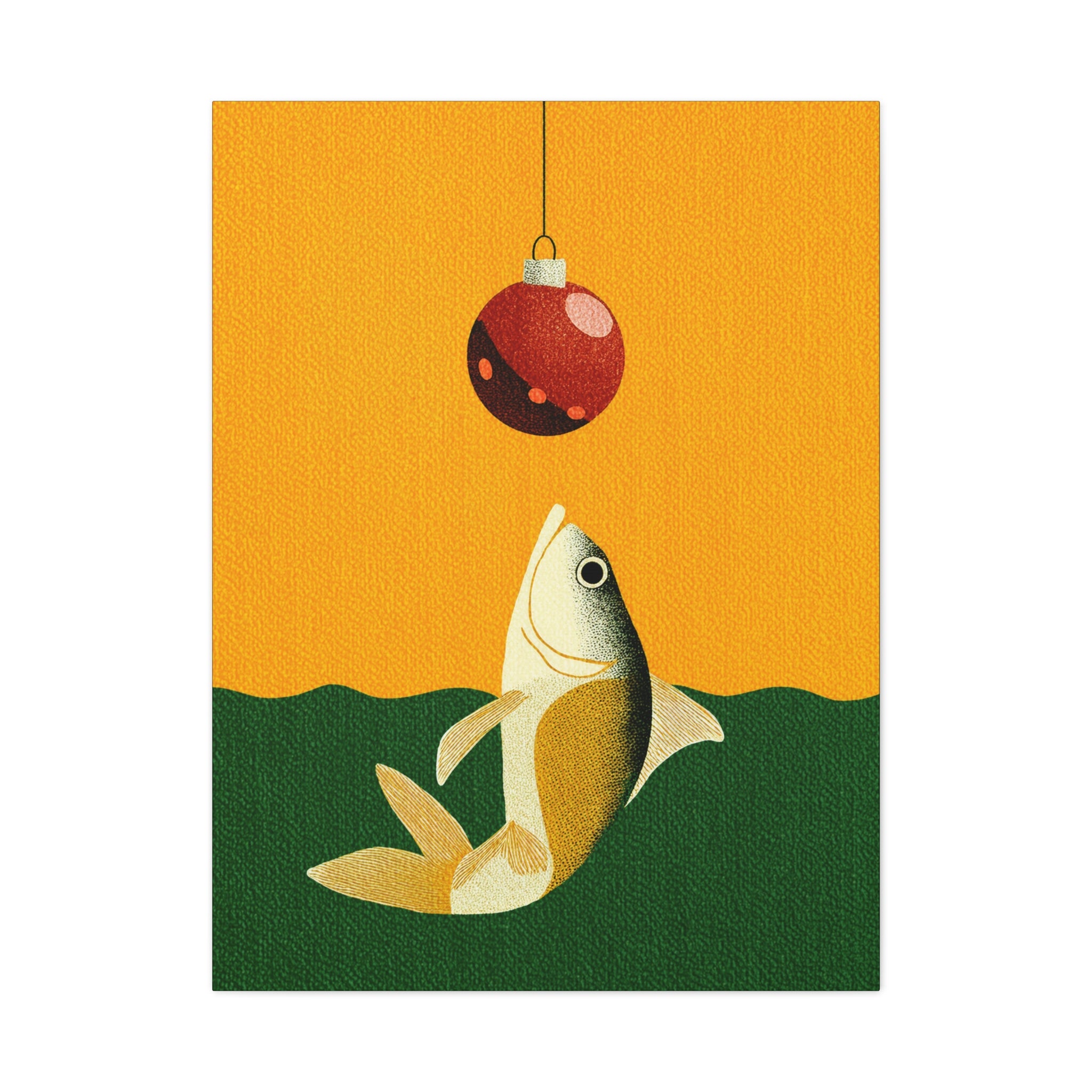 Midwest Mod Holiday Christmas Ornament Lure Fishing No. 1 Print- Matte Canvas, Stretched, 1.25", holiday decor, Christmas, fishing, lures