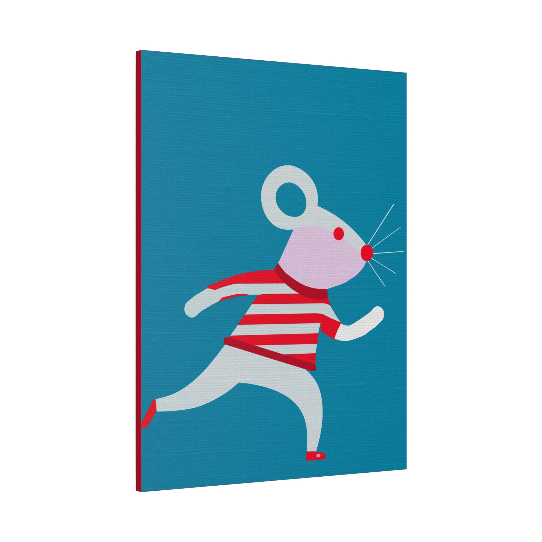 Midwest Modern Running Mouse Print - Matte Canvas, Stretched, 1.25" - nursery, wall decor, fun art, stripes, bold, kids decor
