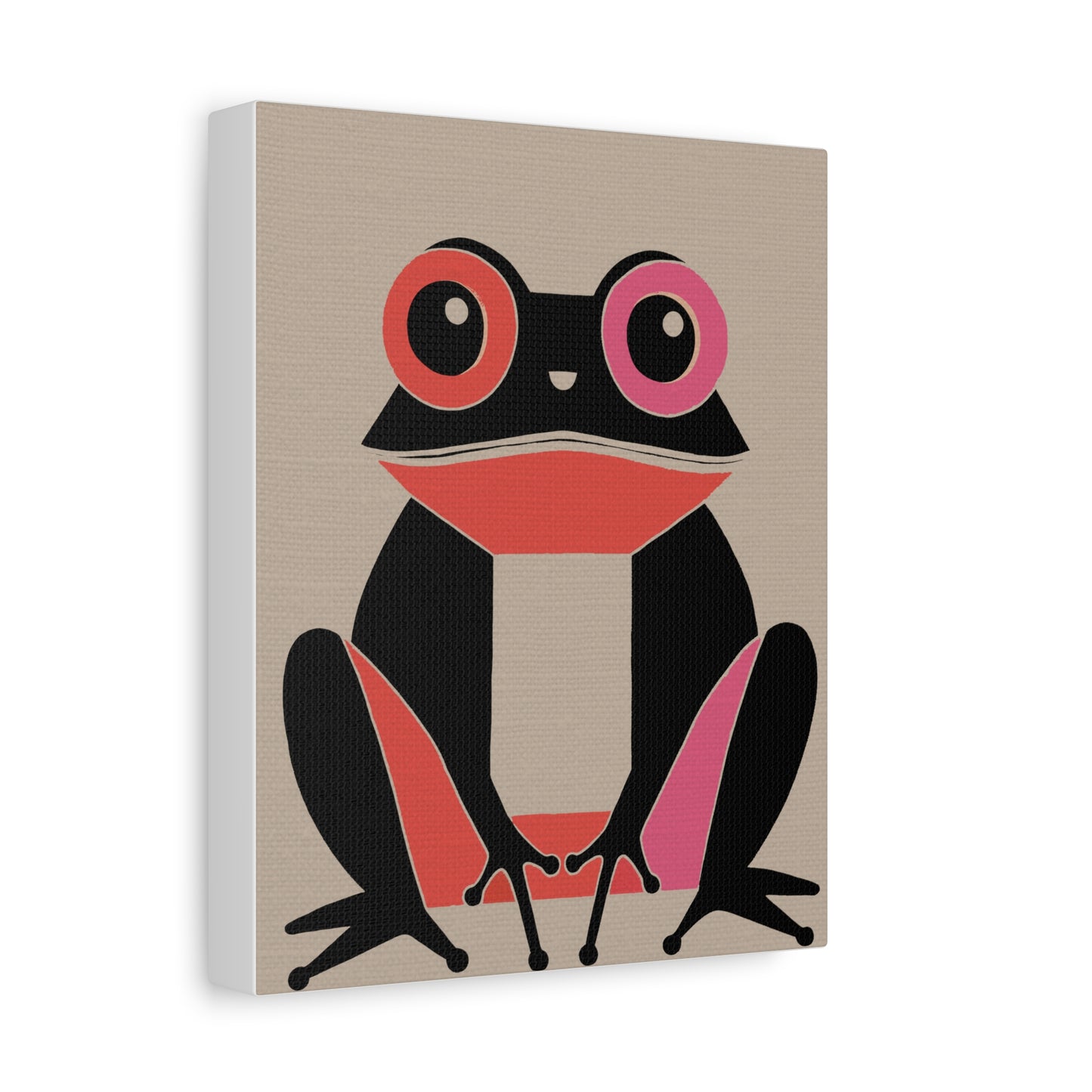 Midwest Modern Retro Pink and Black Frog Art Print - Matte Canvas, Stretched, 1.25"