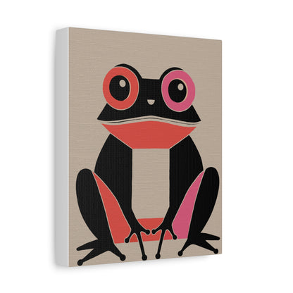 Midwest Modern Retro Pink and Black Frog Art Print - Matte Canvas, Stretched, 1.25"