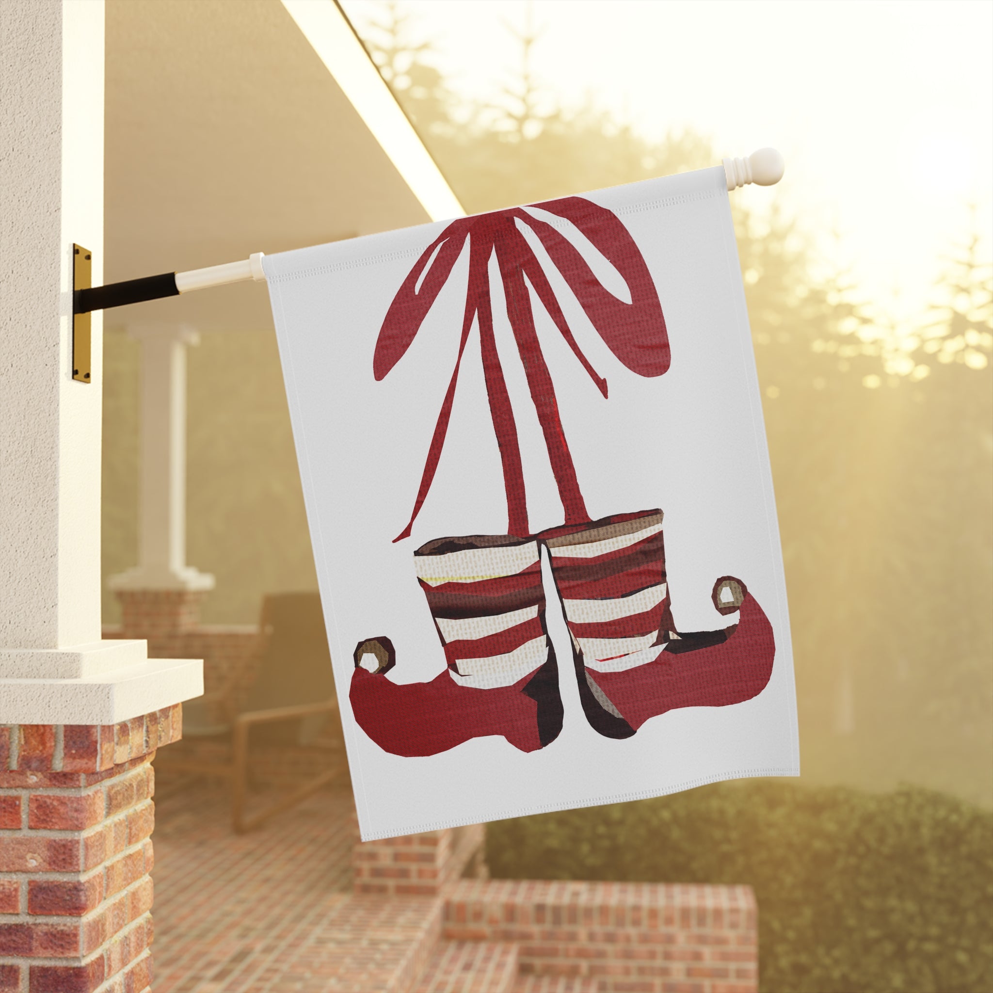 Seasonal Christmas Midwest Mod Elf Boots Outdoor House Flag Garden Banner