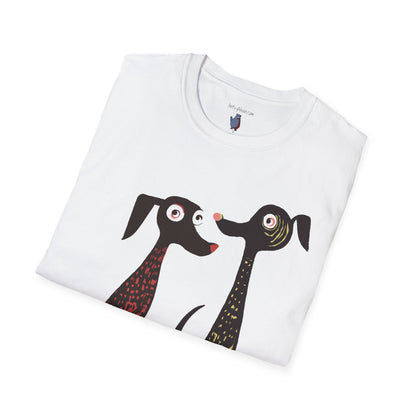 Retro Dog Duo Graphic Art - 100% Cotton T-Shirt