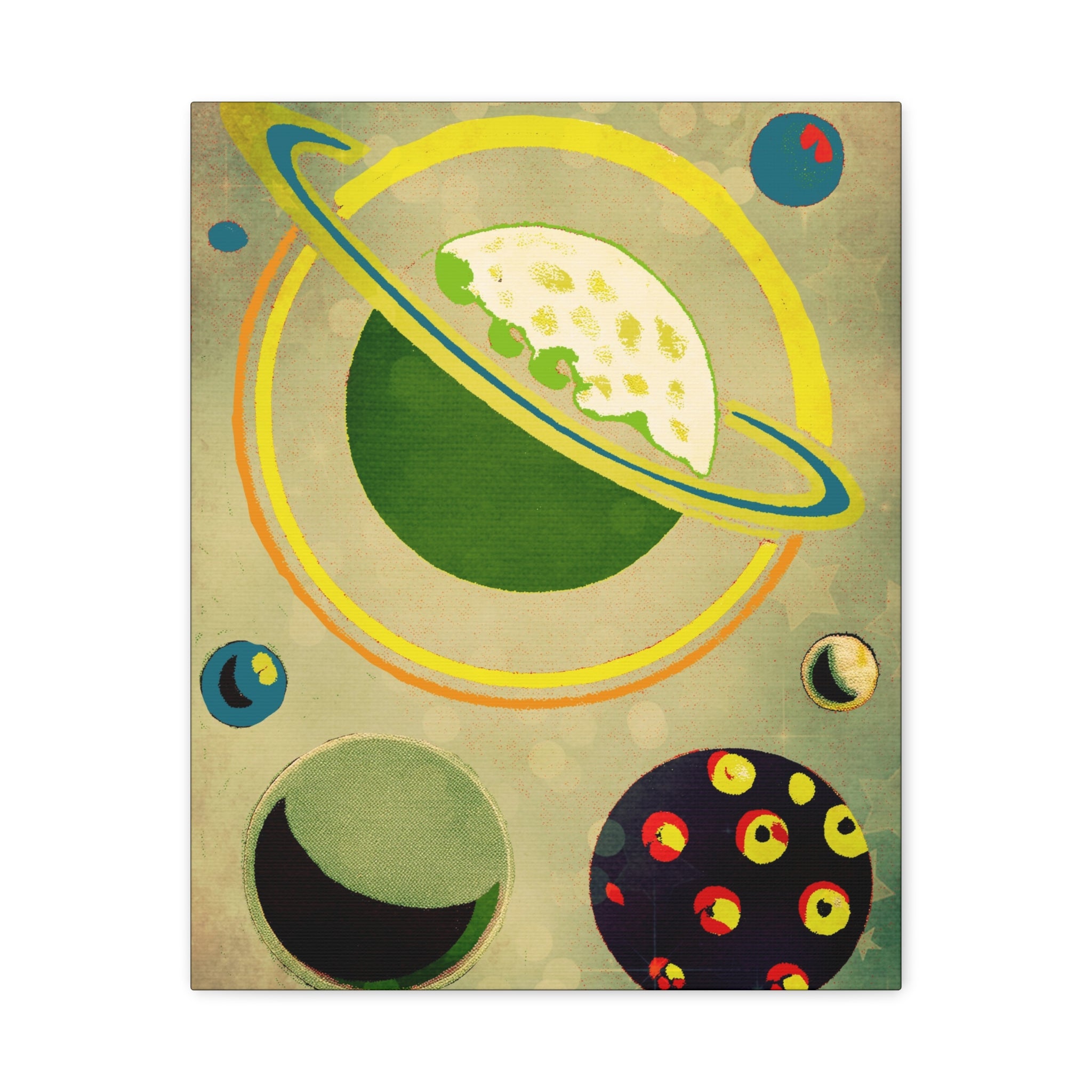 Midwest Modern Retro Colorful Planets  Art Print - Matte Canvas, Stretched, 1.25" -  home decor, wall art, space, astrology, planet