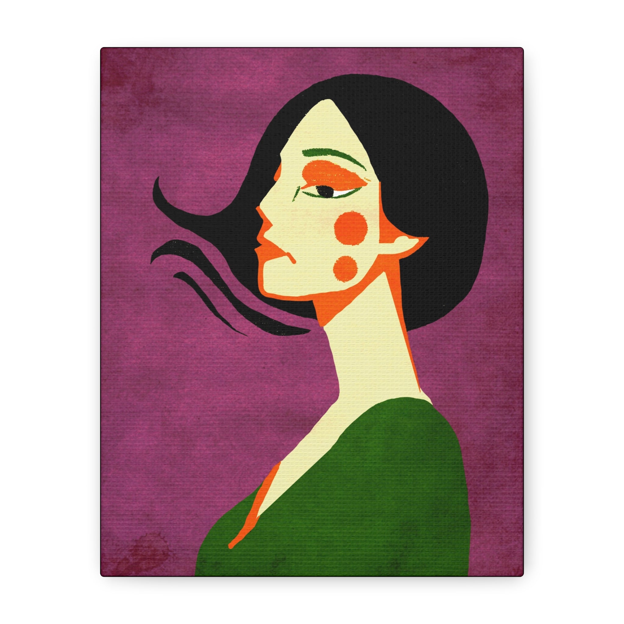 Midwest Modern Pop Art Girl Portrait No. 3 Print - Matte Canvas, Stretched, 1.25" -  home decor, wall art, portrait, woman