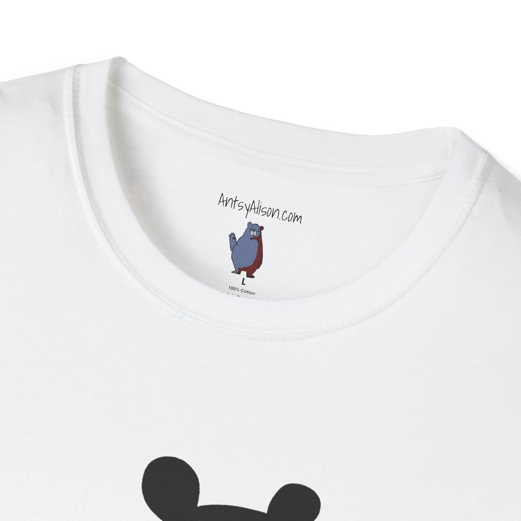 Mod Diamond Black Bear Graphic Art Tee - 100% Cotton T-Shirt