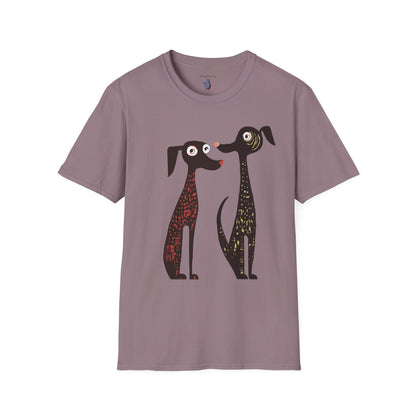 Retro Dog Duo Graphic Art - 100% Cotton T-Shirt