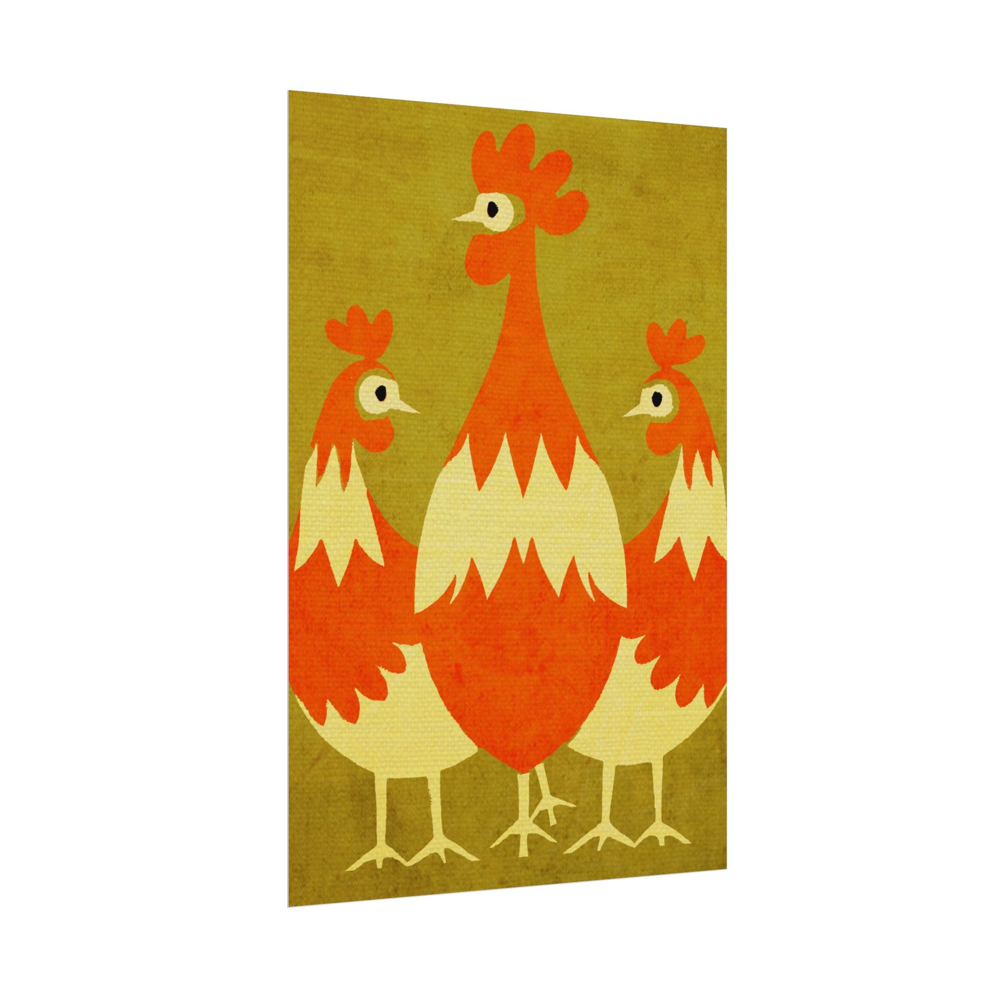 Midwest Modern Pop Art Chicken Trio Print Rolled Poster | Farmhouse Wall Art, Rustic Decor, Animal Print, Kitchen Decor, Gift For Chicken Lovers