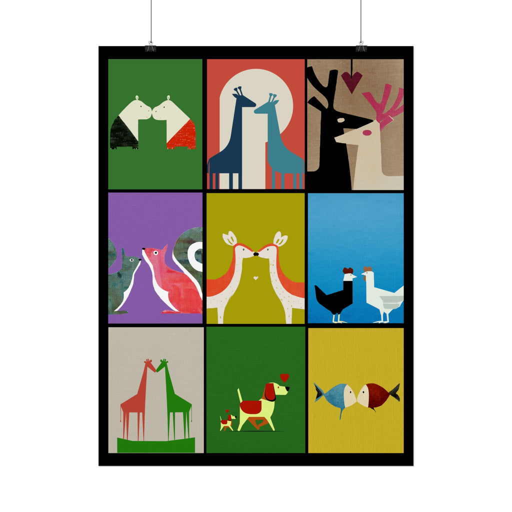 Midwest Modern Animal Love, Rolled Poster -  animals, nature, love, valentines, colorful, mod