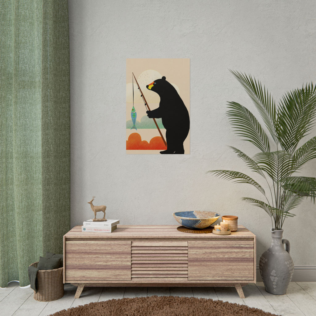 Fishing Bear with Catch Art Print Rolled Poster | Fishing, Bears