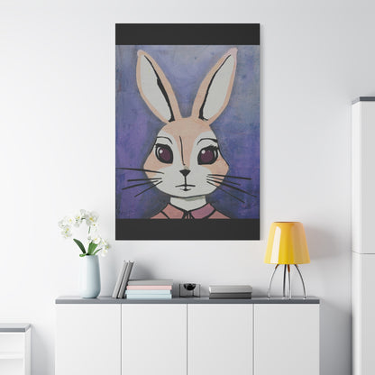 Apprehensive Girl - Bunny Rabbit Portrait - Matte Canvas, Stretched, 1.25"