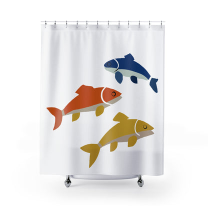 Leaping Colorful Salmon Shower Curtain