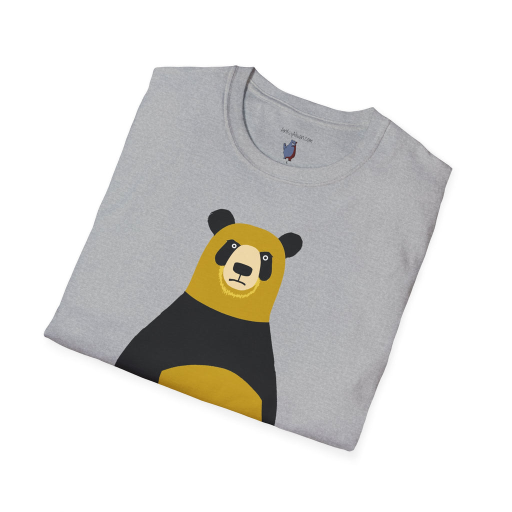 Yellow and Black Bear Number 5 Graphic Art - 100% Cotton T-Shirt