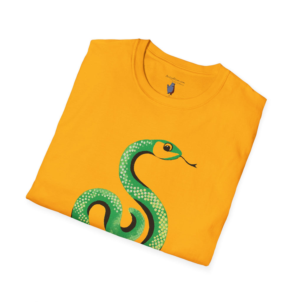 Midwest Modern Pop Icon Green Snake- 100% Cotton Graphic Tee - animal lovers, green, snake, reptile