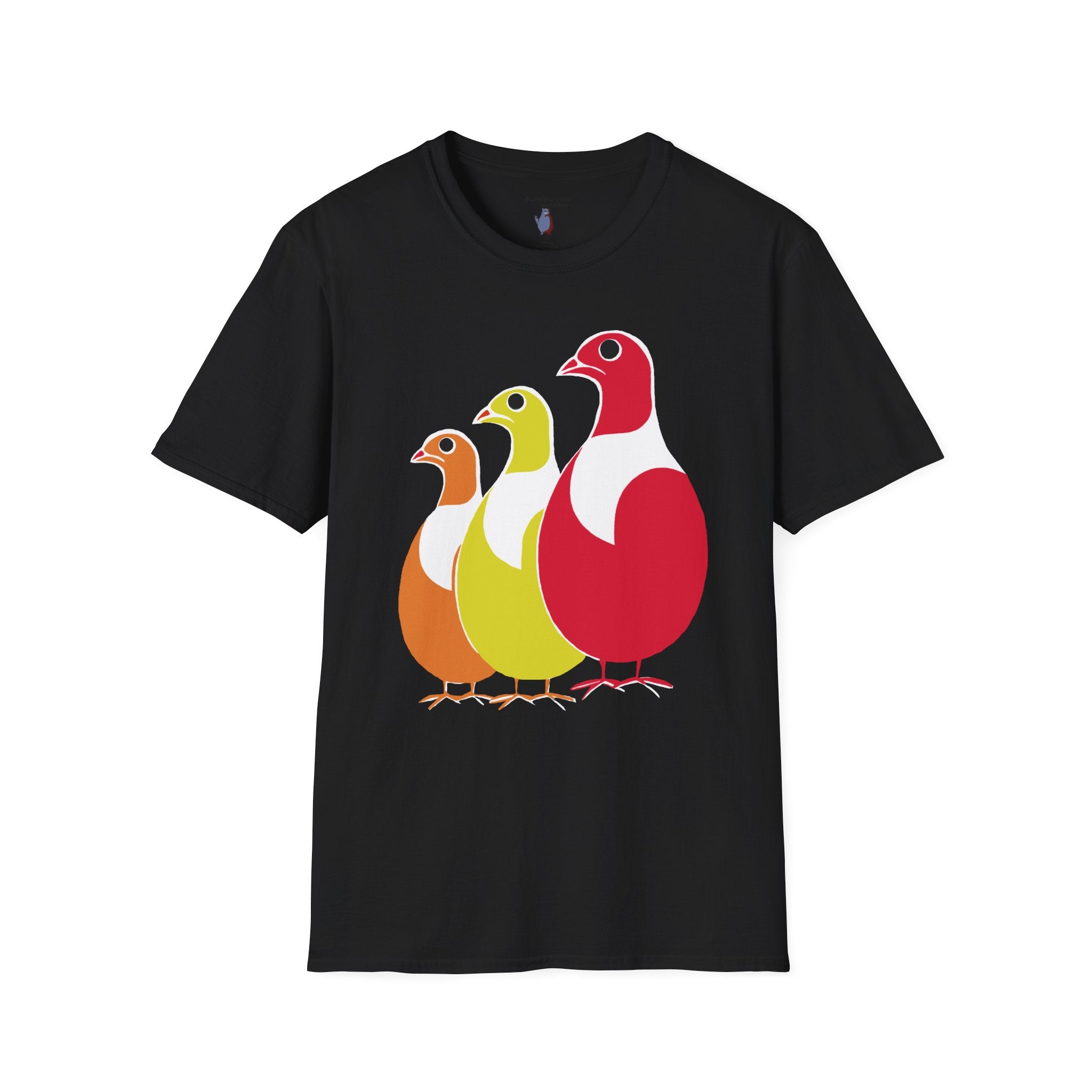 Midwest Modern Pop Art Partridge Trio in Reds - 100% Cotton Graphic Tee - animal lovers, cute, partridge, bird