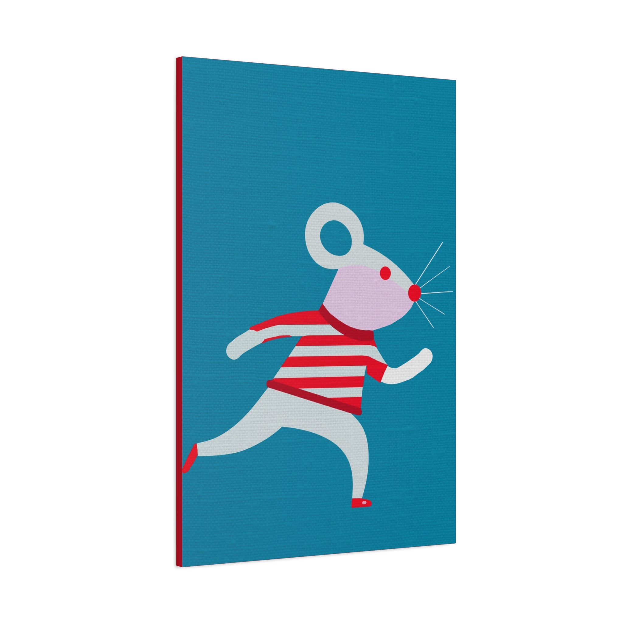 Midwest Modern Running Mouse Print - Matte Canvas, Stretched, 1.25" - nursery, wall decor, fun art, stripes, bold, kids decor
