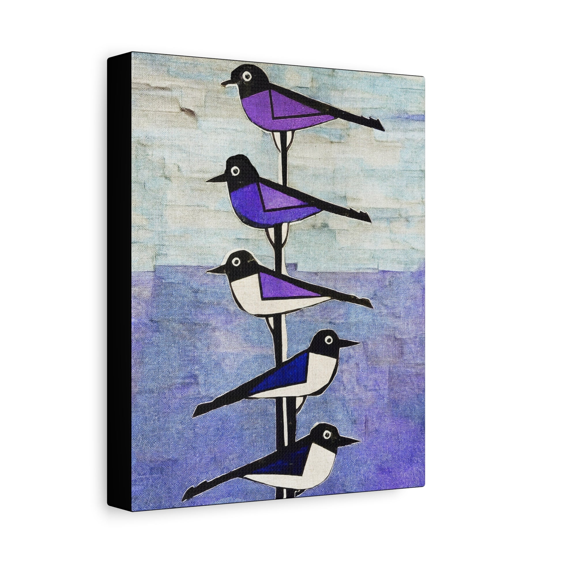 Midwest Modern Purple Birds on a Wire Art Print  - Matte Canvas, Stretched, 1.25"