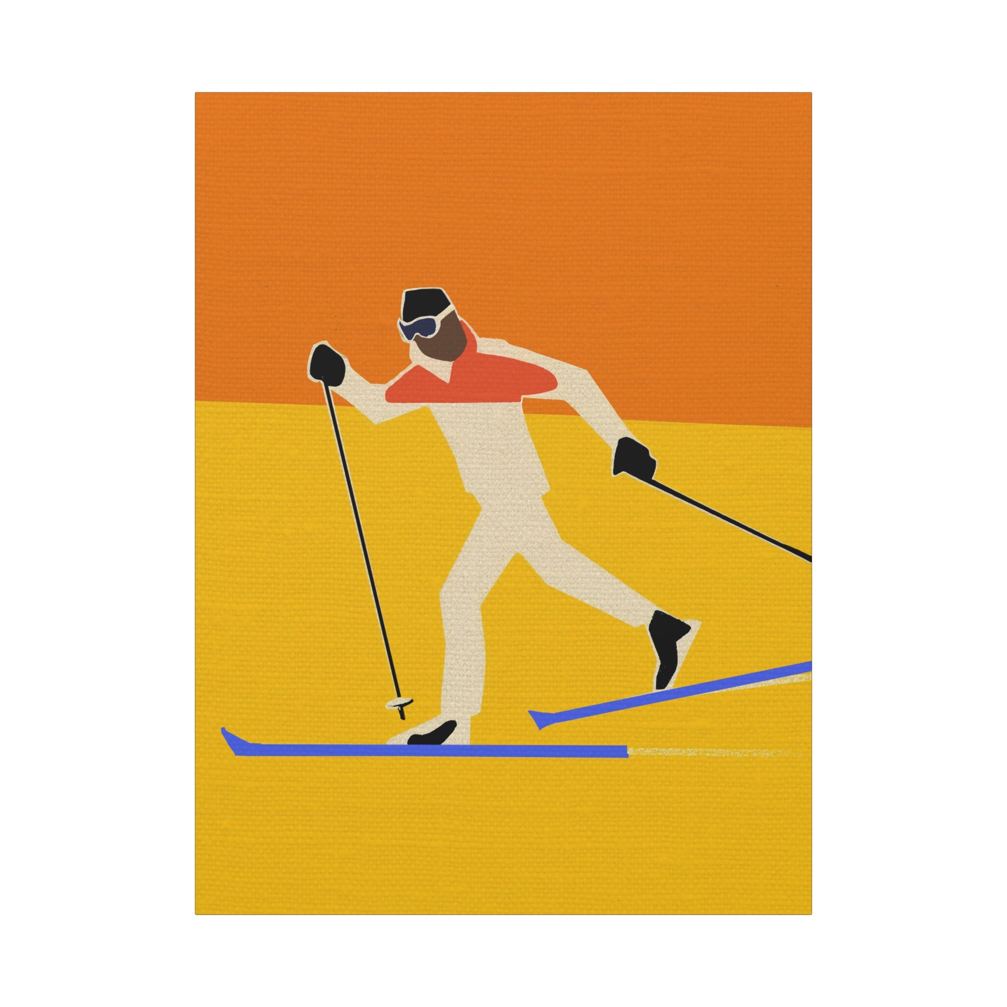 Midwest Mod Seasonal Winter Art Print - Pop Art Cross Country Skier - Matte Canvas, Stretched, 1.25"