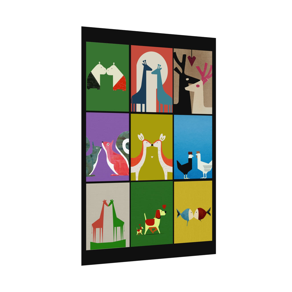 Midwest Modern Animal Love, Rolled Poster -  animals, nature, love, valentines, colorful, mod