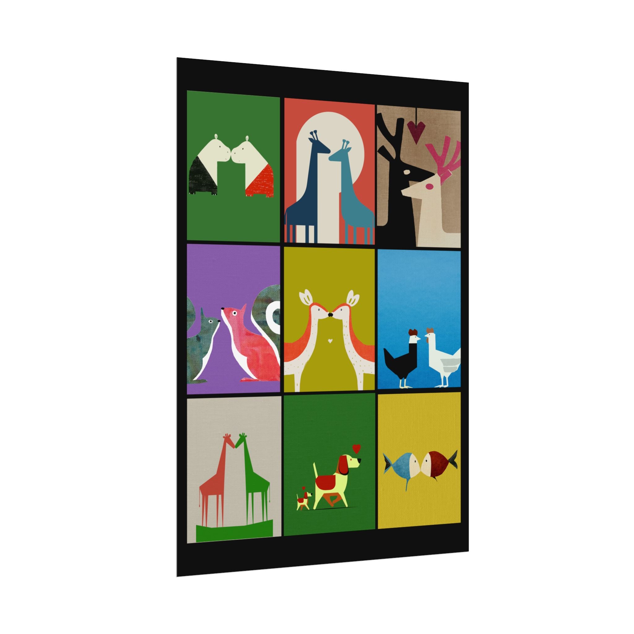 Midwest Modern Animal Love, Rolled Poster -  animals, nature, love, valentines, colorful, mod