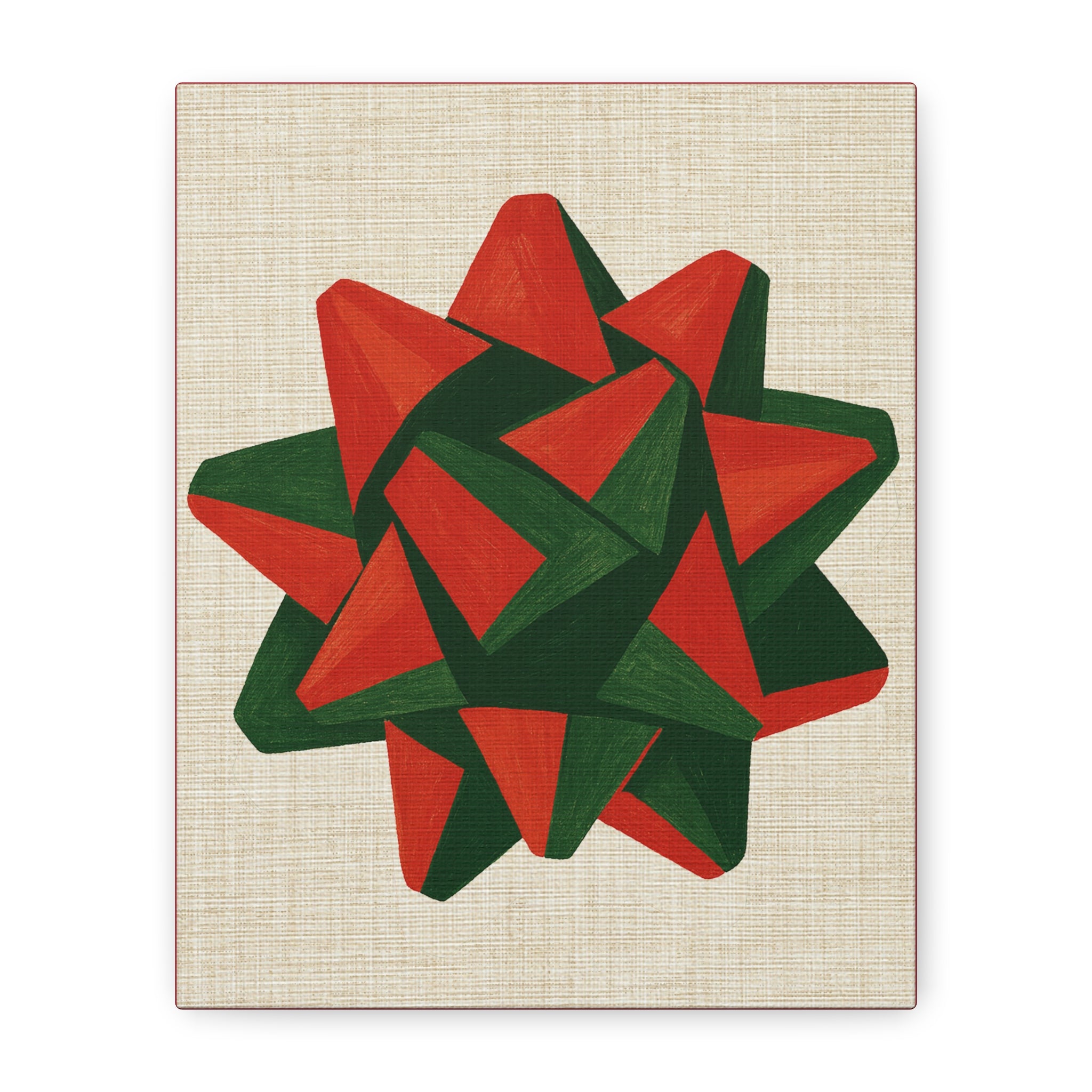 Midwest Mod Seasonal Christmas Art Print - Pop Art Package Bow - Matte Canvas, Stretched, 1.25"