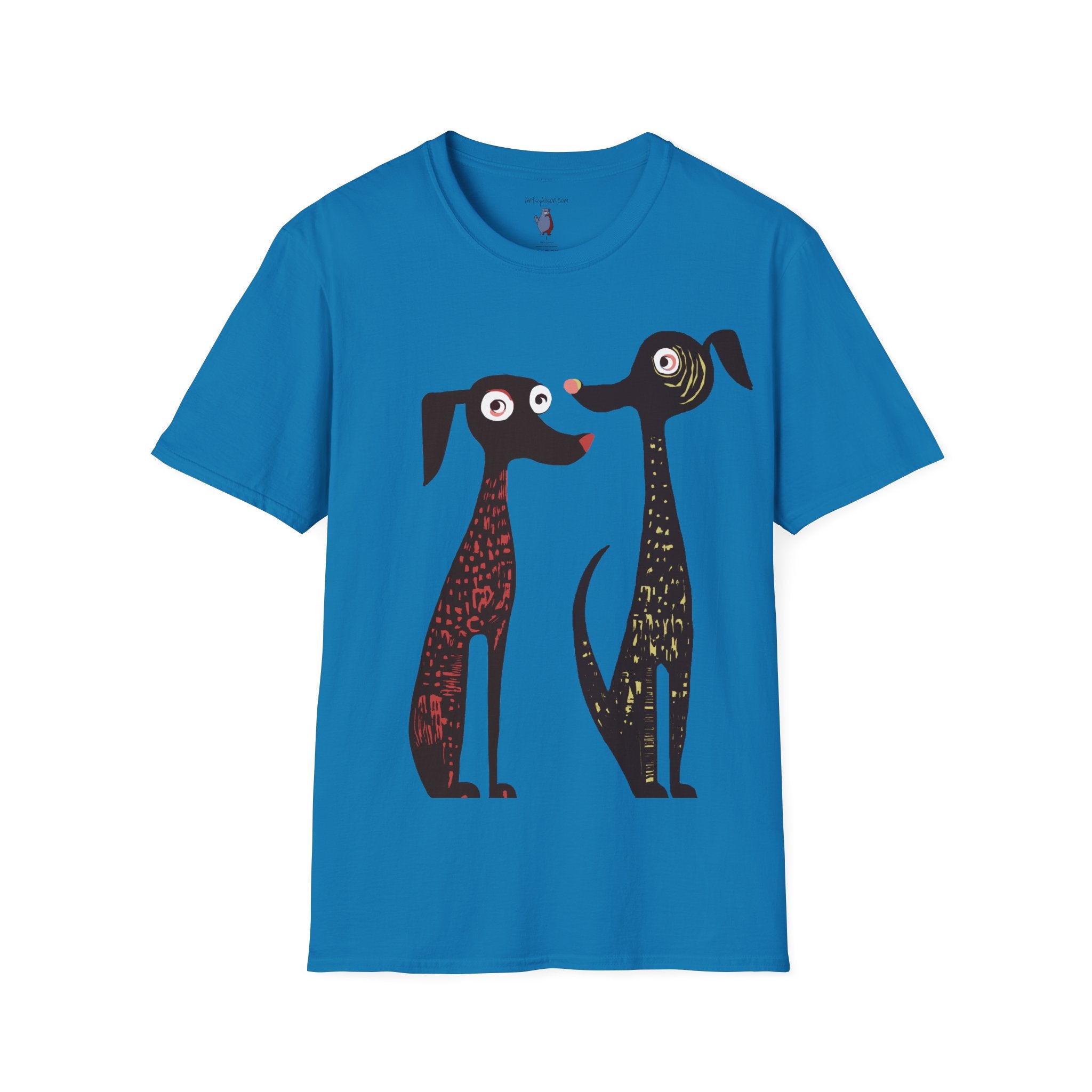 Retro Dog Duo Graphic Art Unisex T-Shirt - 100% Cotton