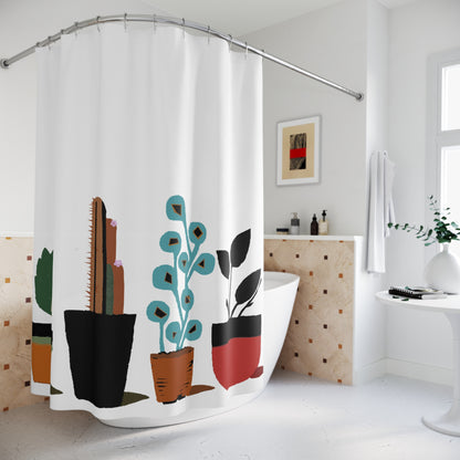 Retro Inspired MCM Houseplant LOVE No. 2 Shower Curtain