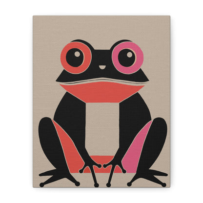 Midwest Modern Retro Pink and Black Frog Art Print - Matte Canvas, Stretched, 1.25"