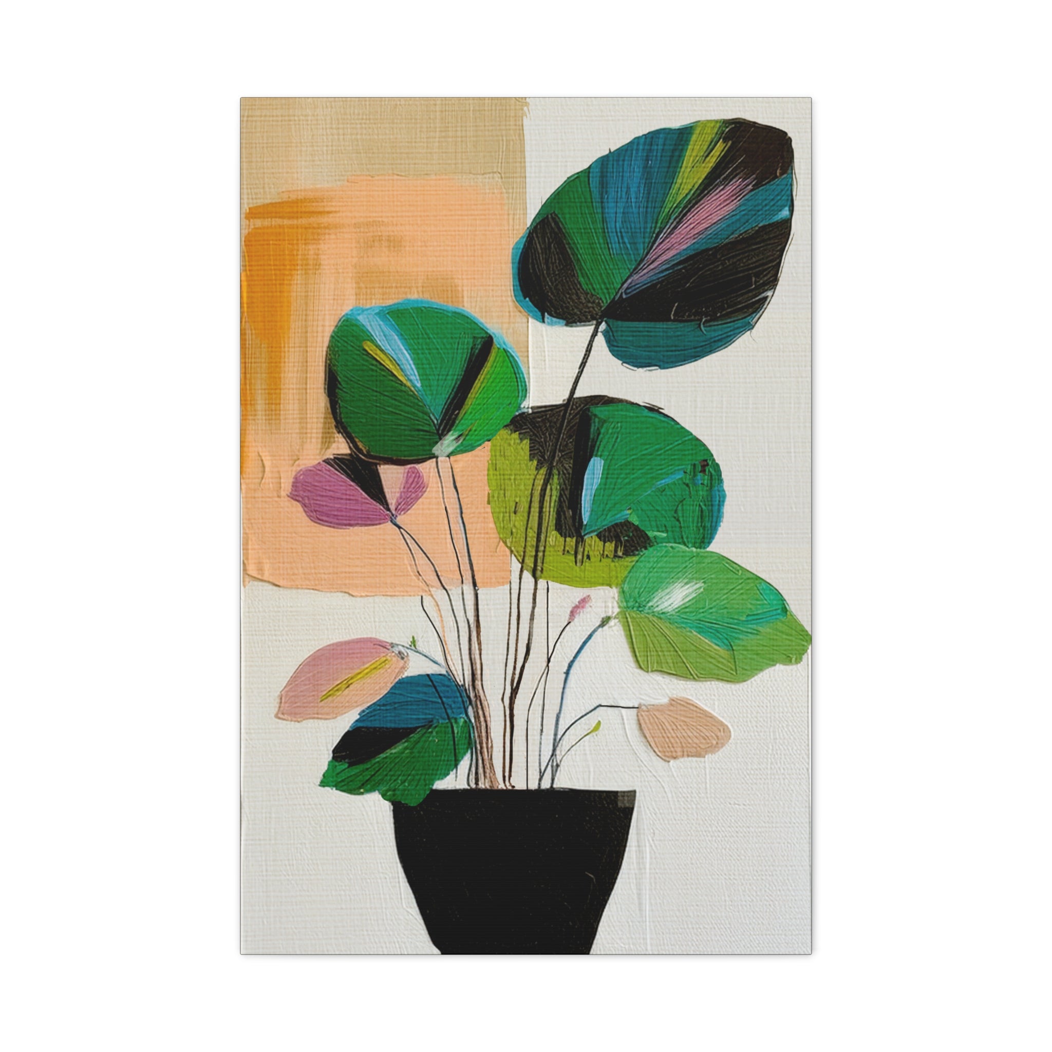 Midwest Mod Abstract Houseplant Plant Art Print No. 600 - Matte Canvas, Stretched, 1.25"