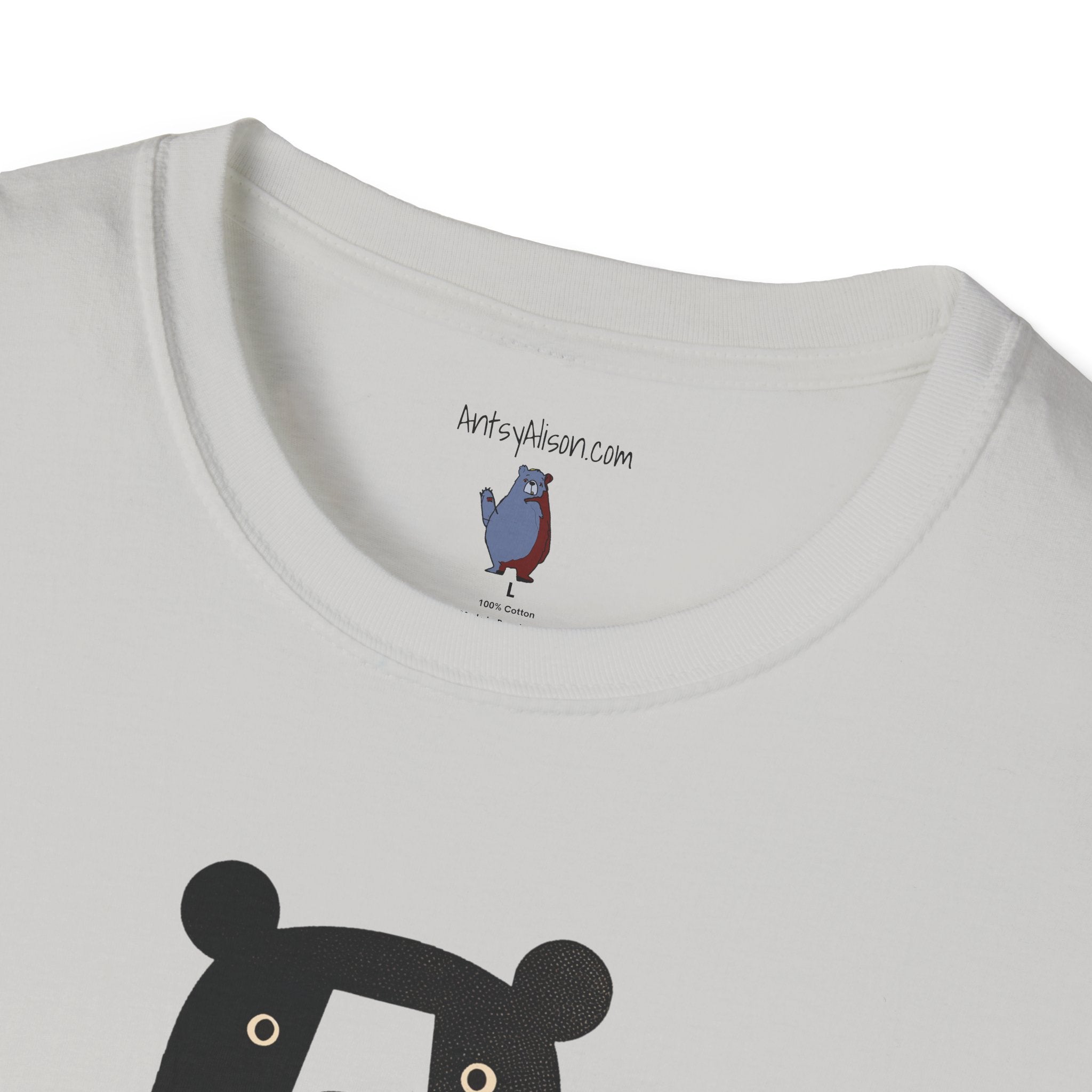 Mod and Retro Transparent Belly Bear Graphic Art Tee - 100% Cotton T-Shirt